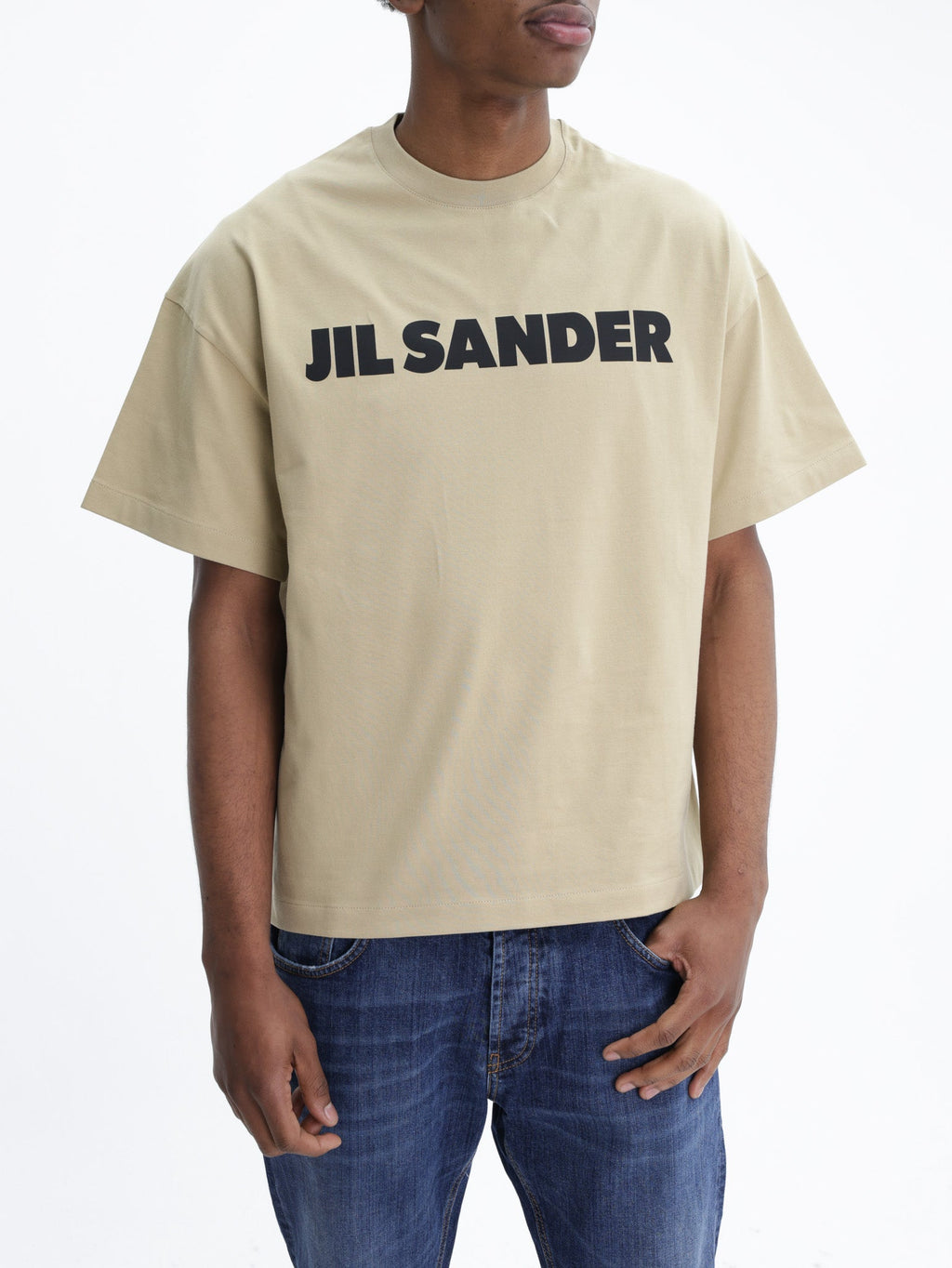 Jil Sander T-Shirt Black Print Crew Tan