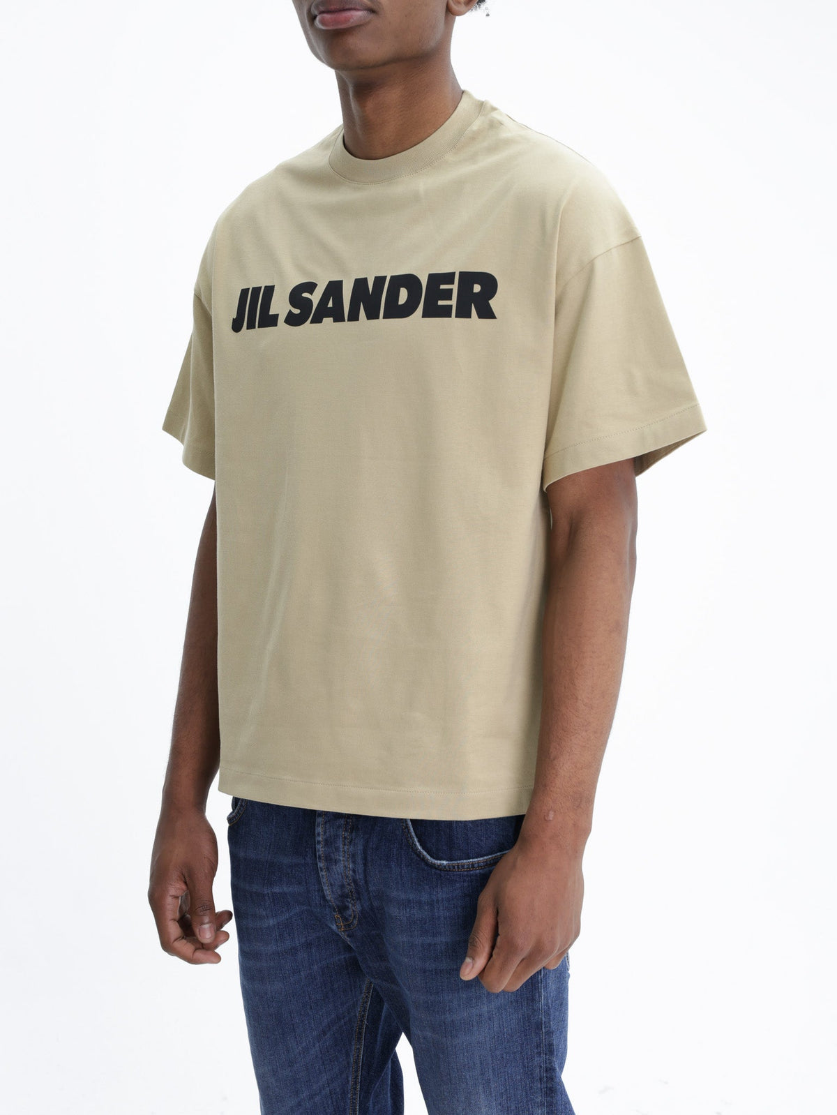 Jil Sander T-Shirt Black Print Crew Tan