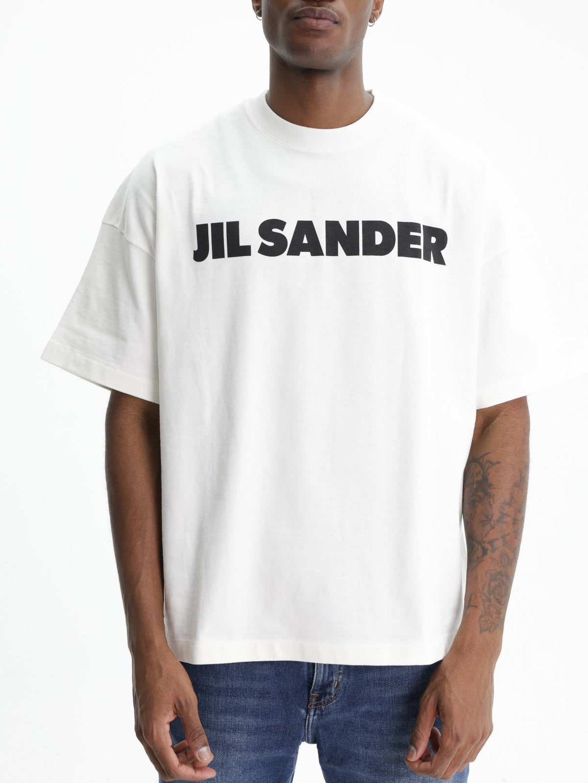 Jil Sander T-Shirt Black Print Crew White