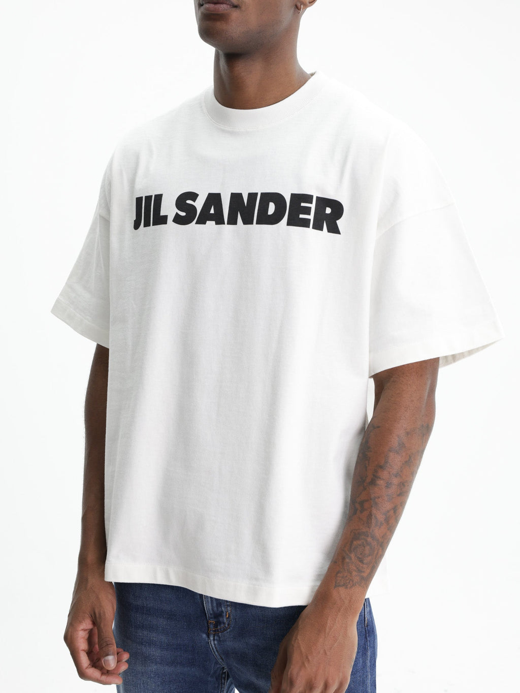 Jil Sander T-Shirt Black Print Crew White