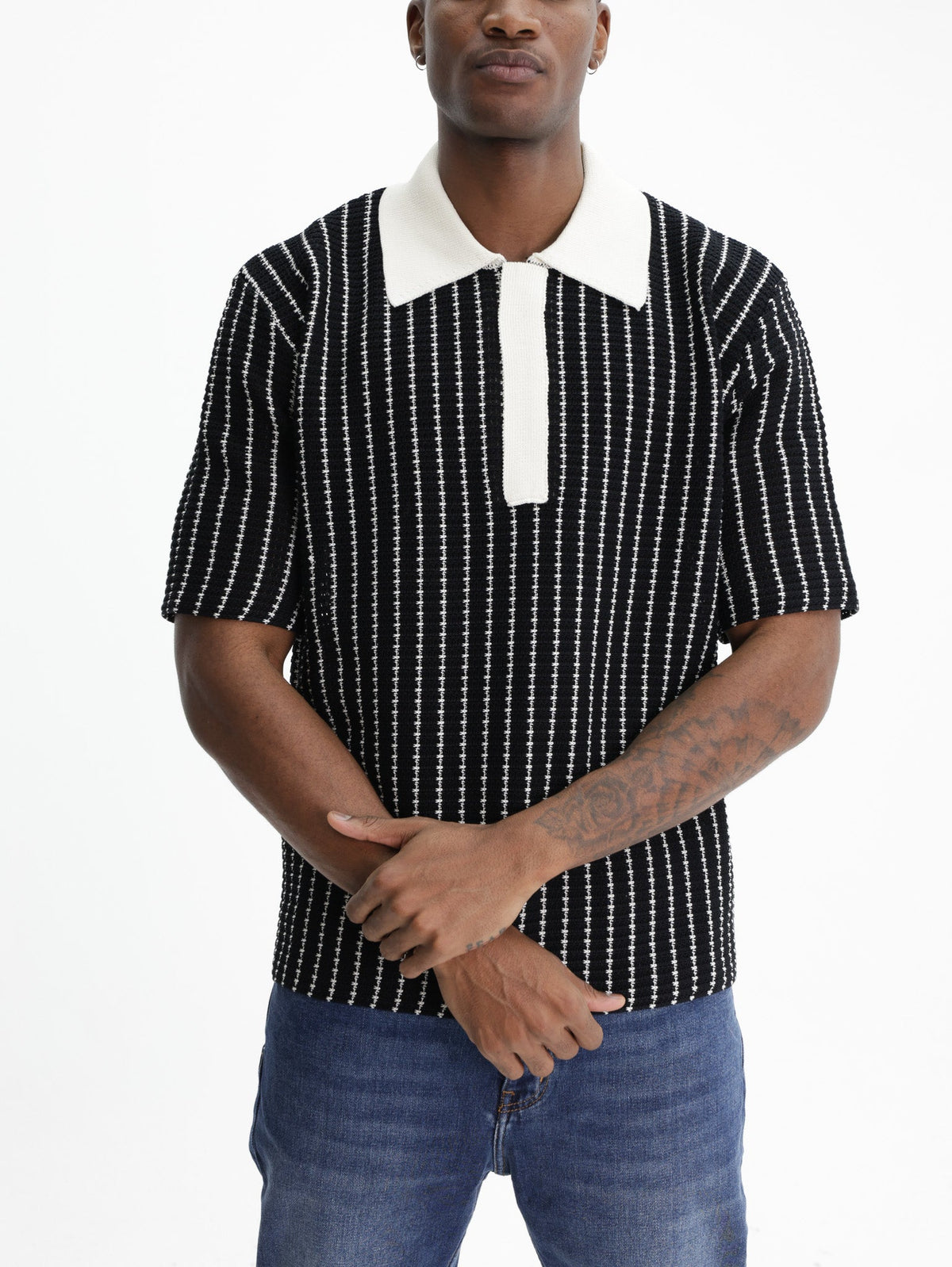 Jil Sander Golfer White Striped Black/white