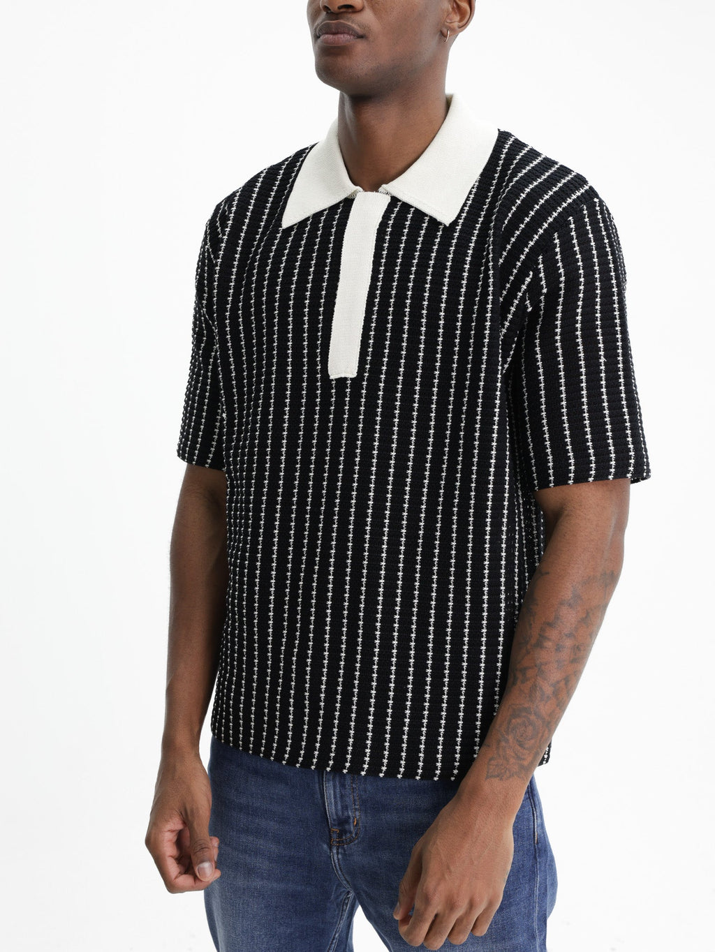 Jil Sander Golfer White Striped Black/white