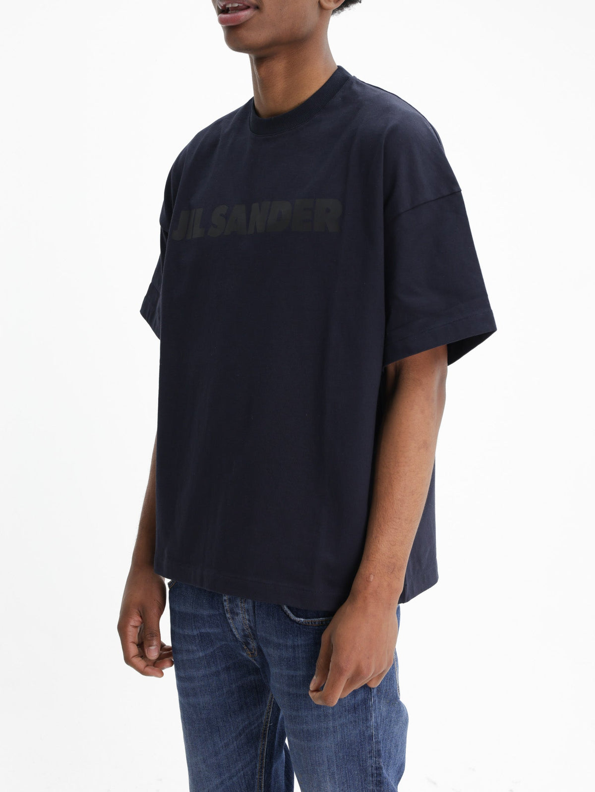 Jil Sander T-Shirt Black Print Crew Navy