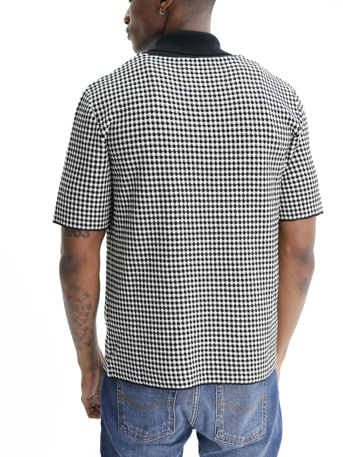 Jil Sander Golfer Zip Ss Checkered Black/white