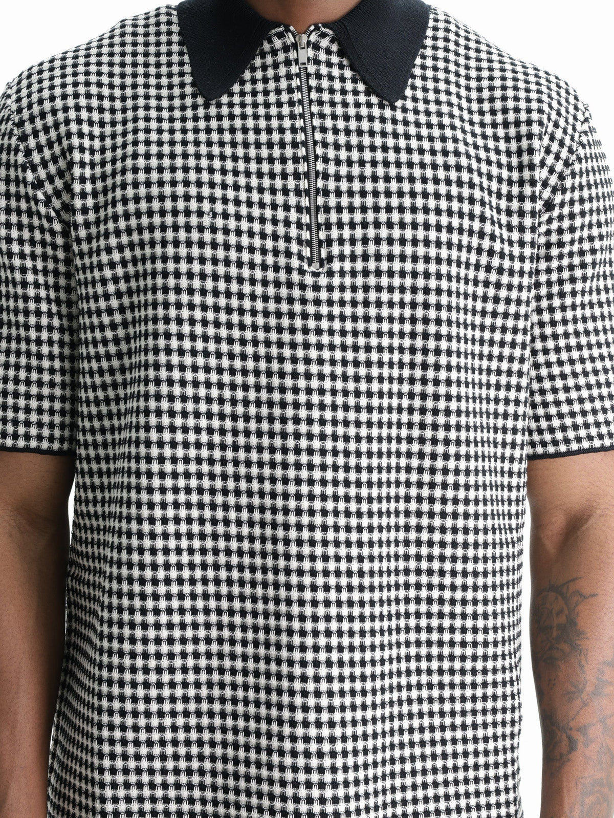 Jil Sander Golfer Zip Ss Checkered Black/white