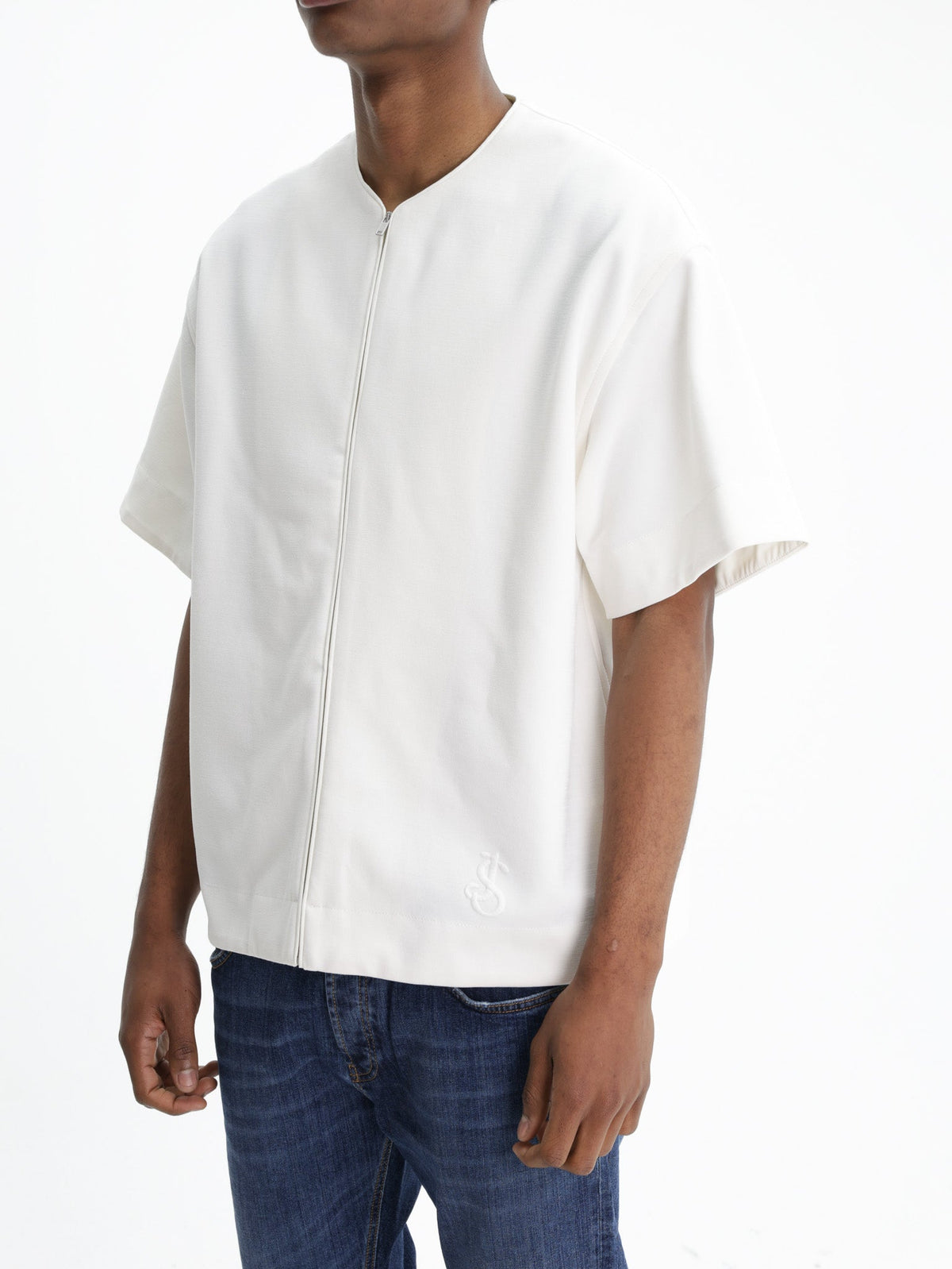 Jil Sander T-Shirt Zip Ss V Neck White