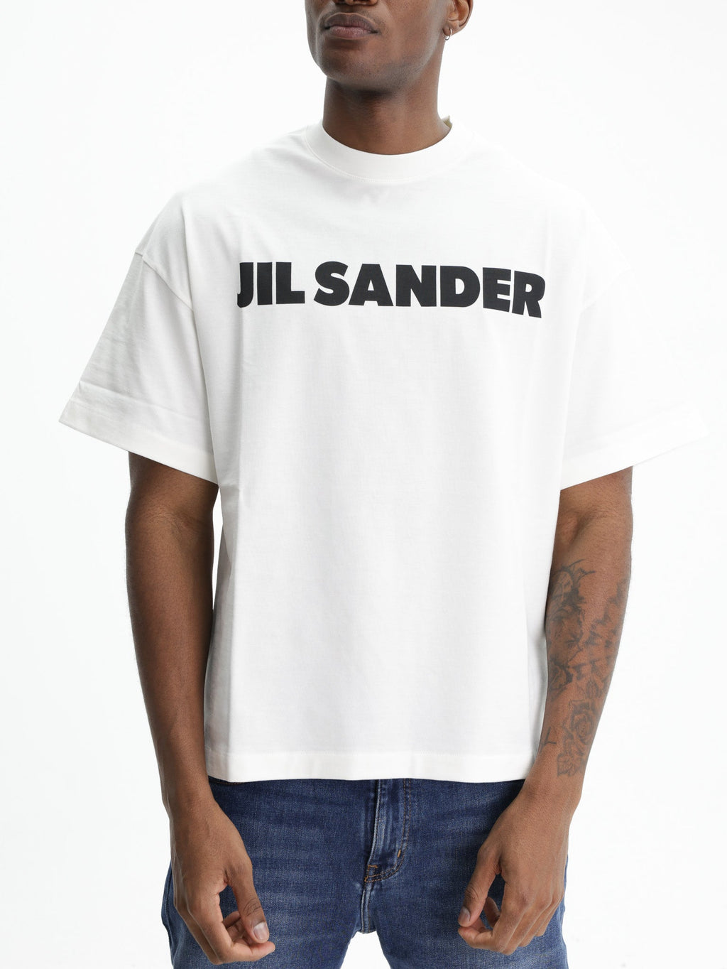Jil Sander T-Shirt Black Print Crew White