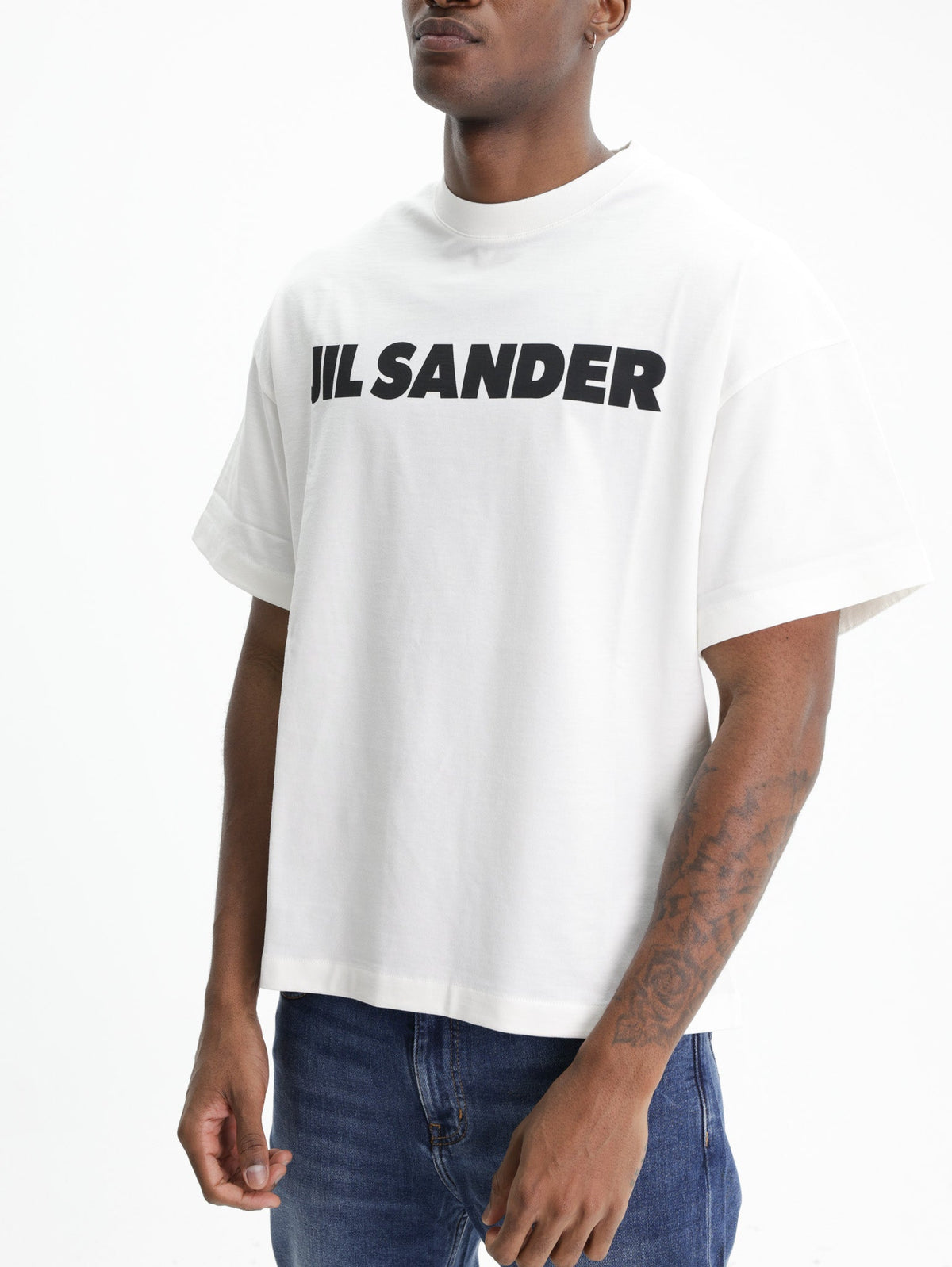 Jil Sander T-Shirt Black Print Crew White