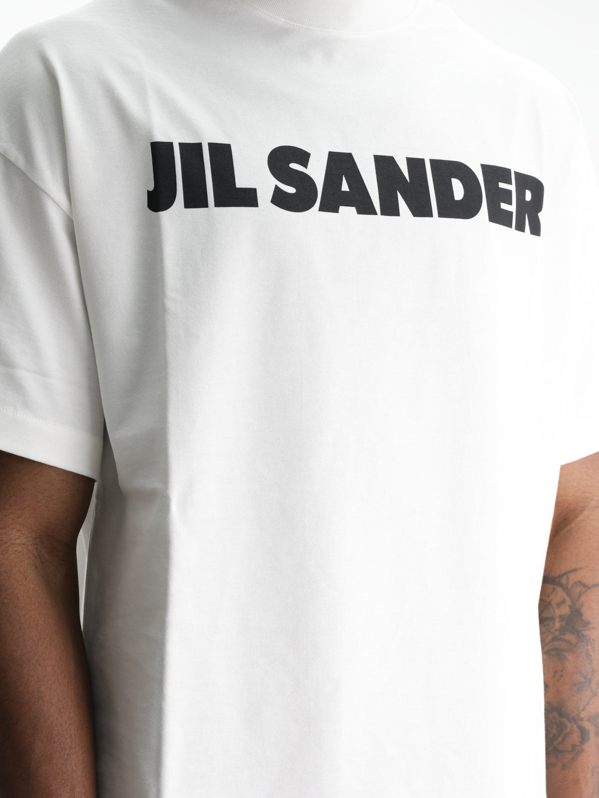 Jil Sander T-Shirt Black Print Crew White