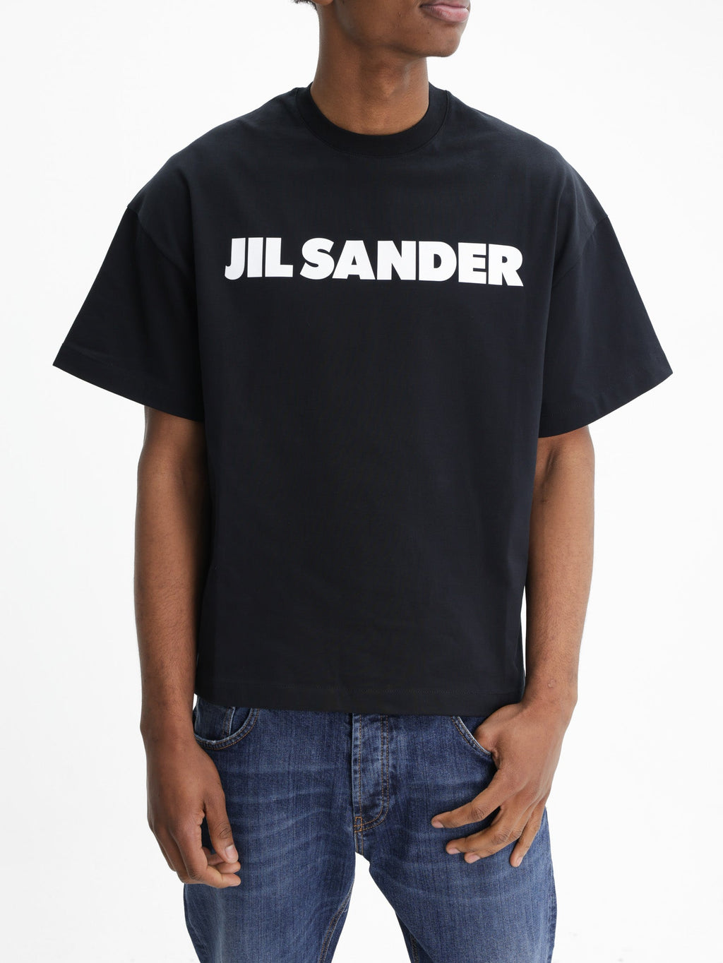 Jil Sander T-Shirt White Print Crew Black
