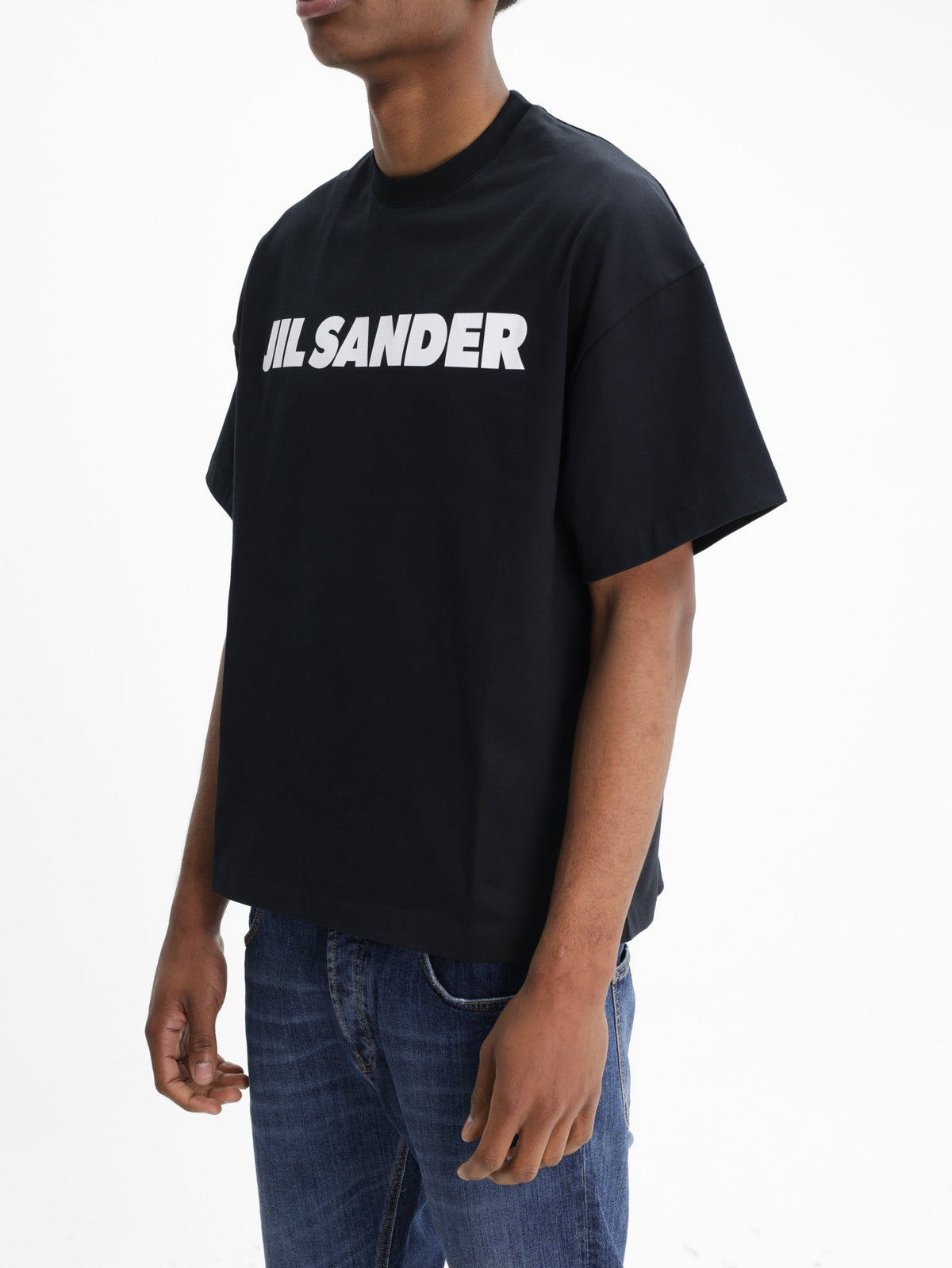 Jil Sander T-Shirt White Print Crew Black
