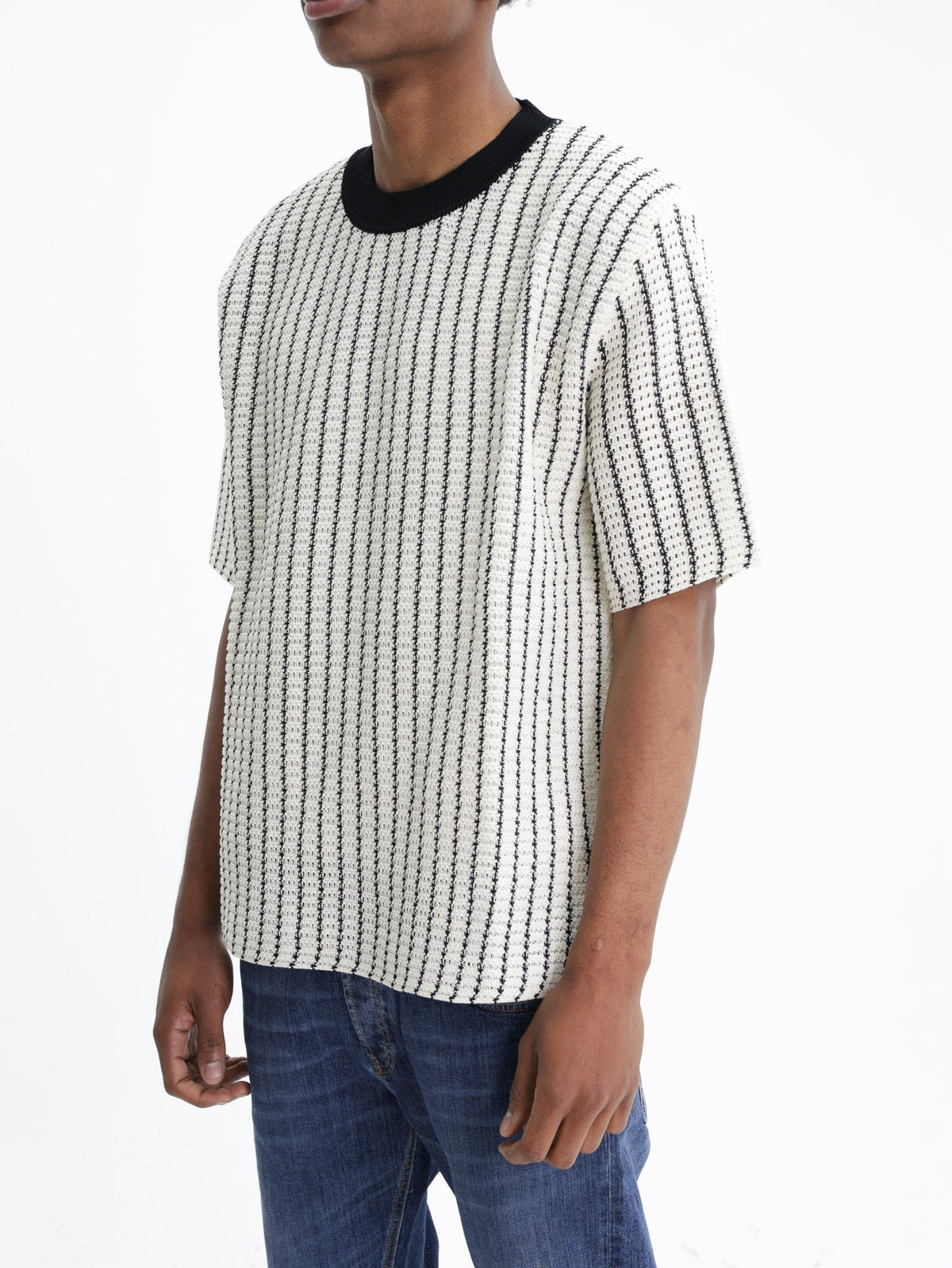 Jil Sander T-Shirt Black Stripe Crew Cream