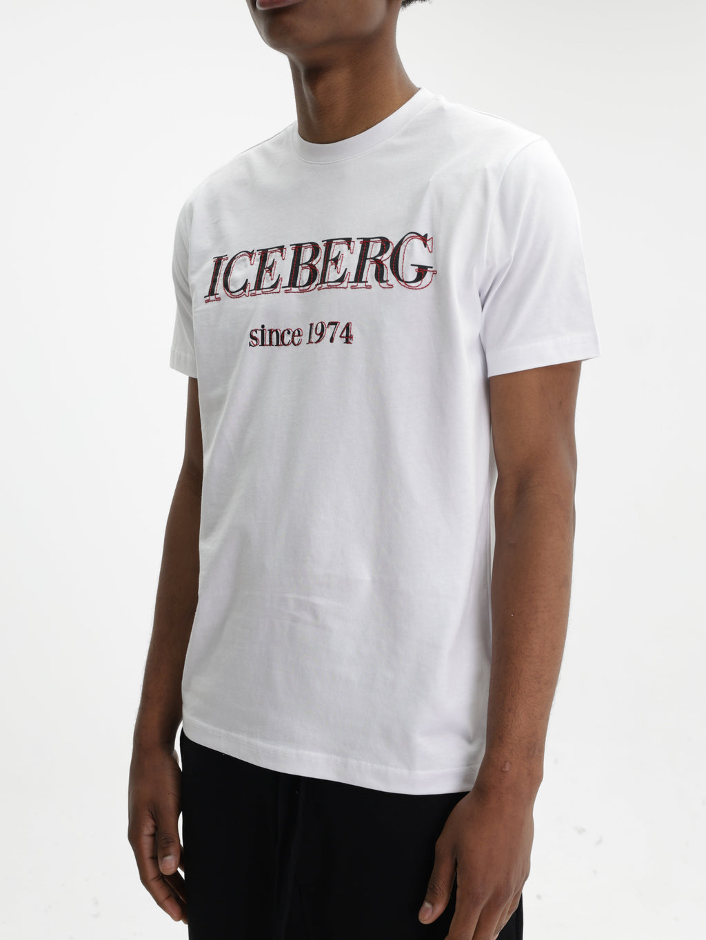 Iceberg T-Shirt Black Logo Print Crew White