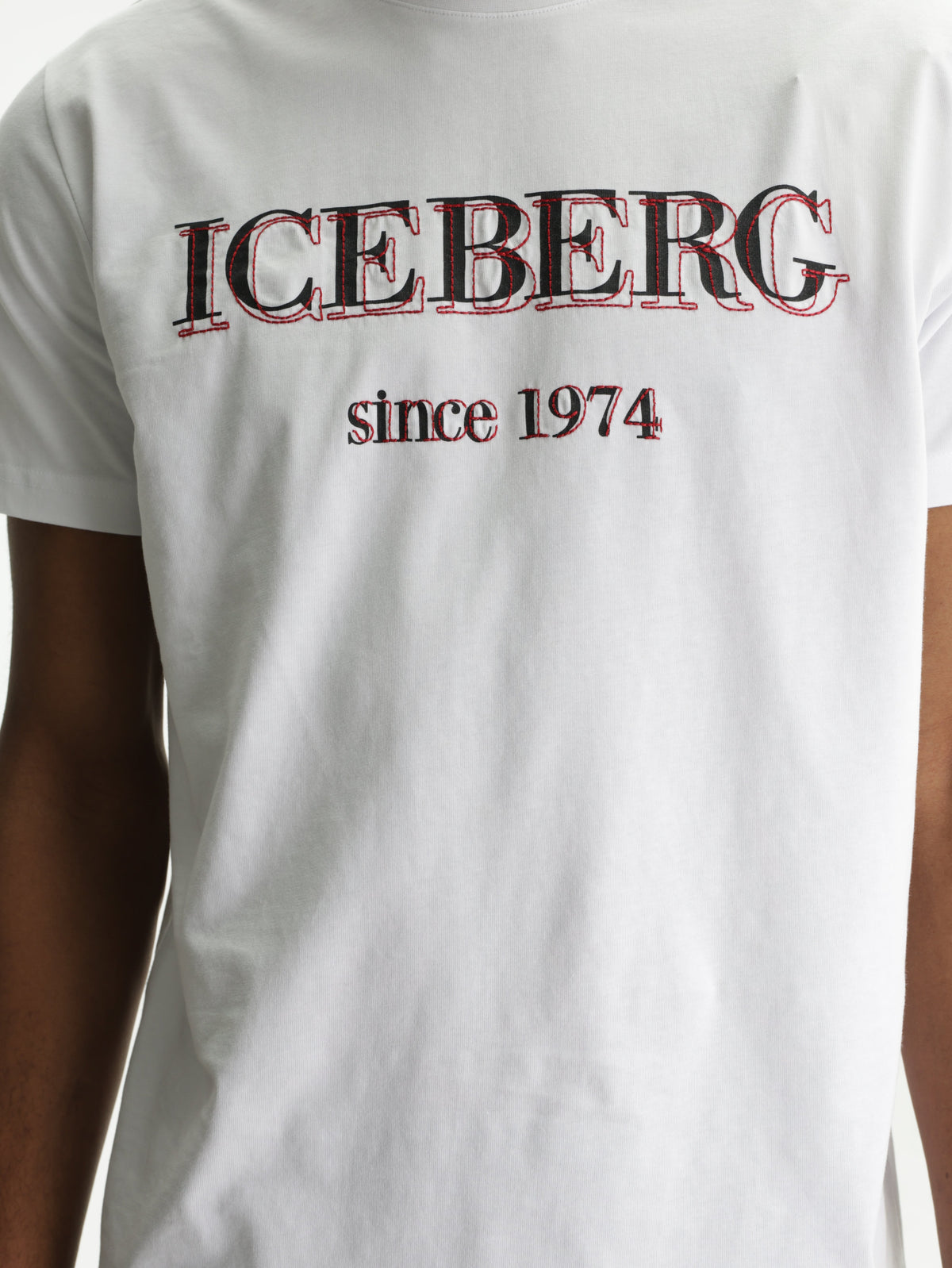Iceberg T-Shirt Black Logo Print Crew White