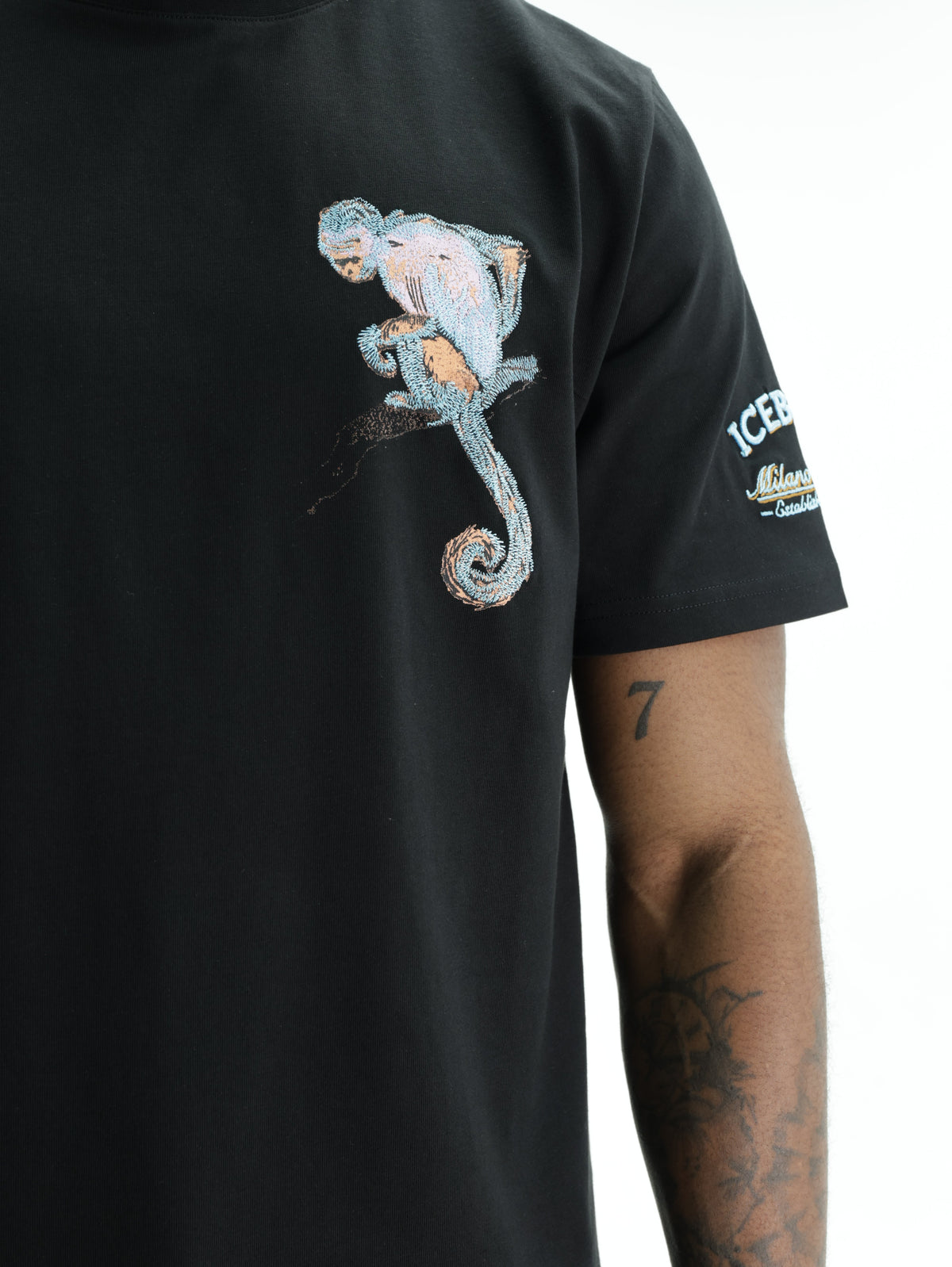 Iceberg T-Shirt Monkey Print Crew Black