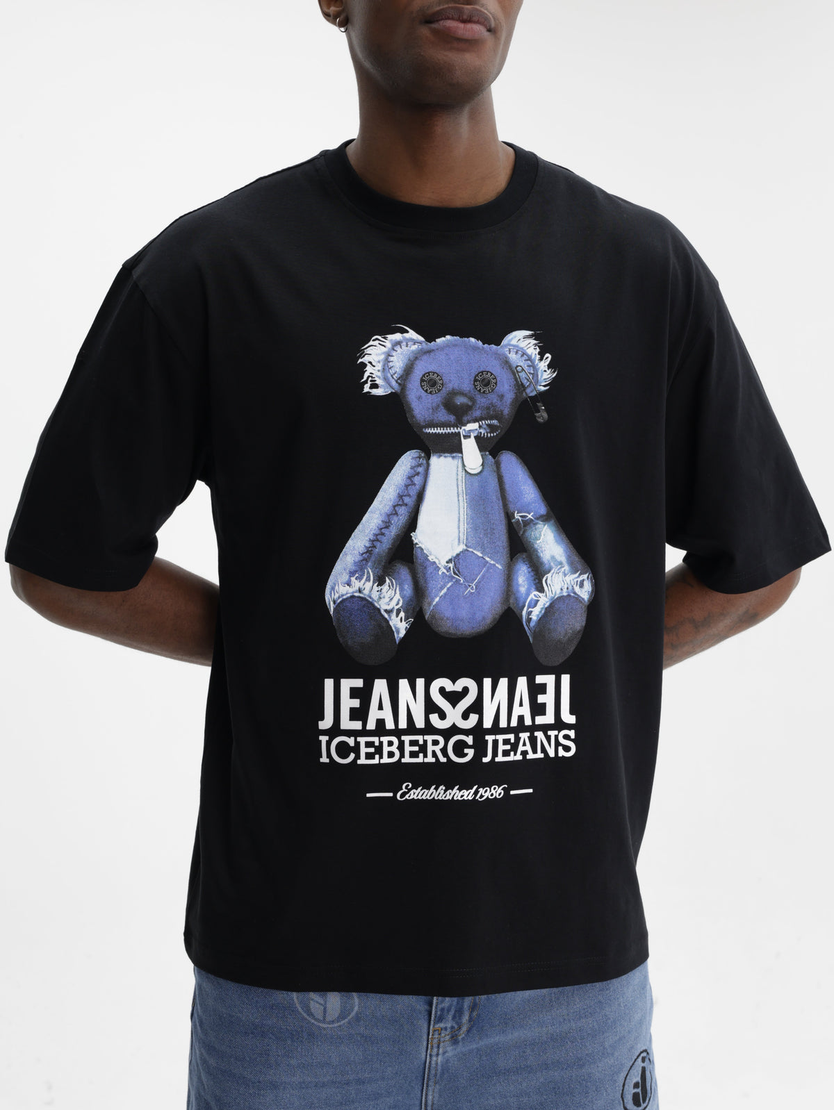 Iceberg Jeans T-Shirt Teddy Print Black