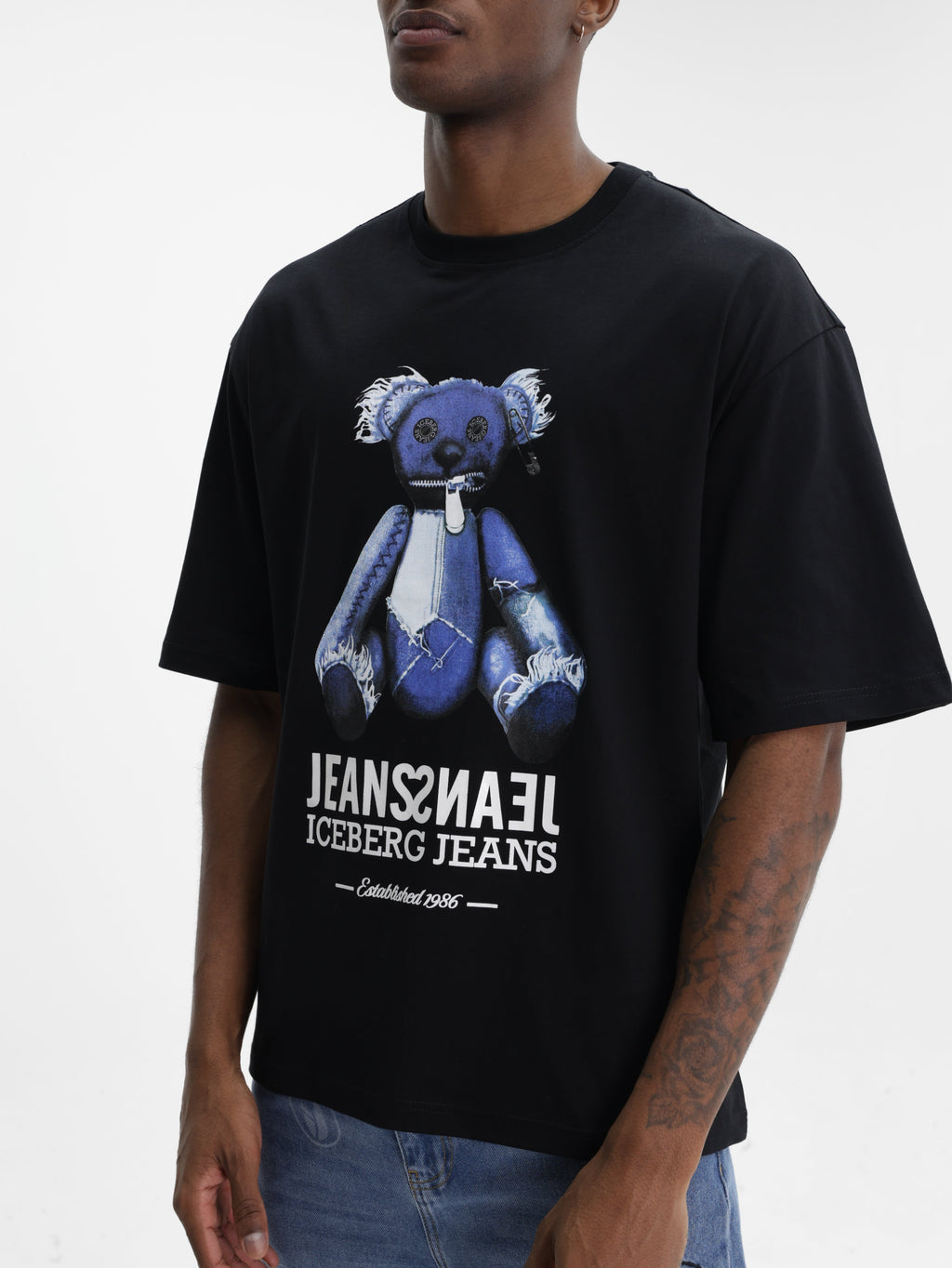 Iceberg Jeans T-Shirt Teddy Print Black