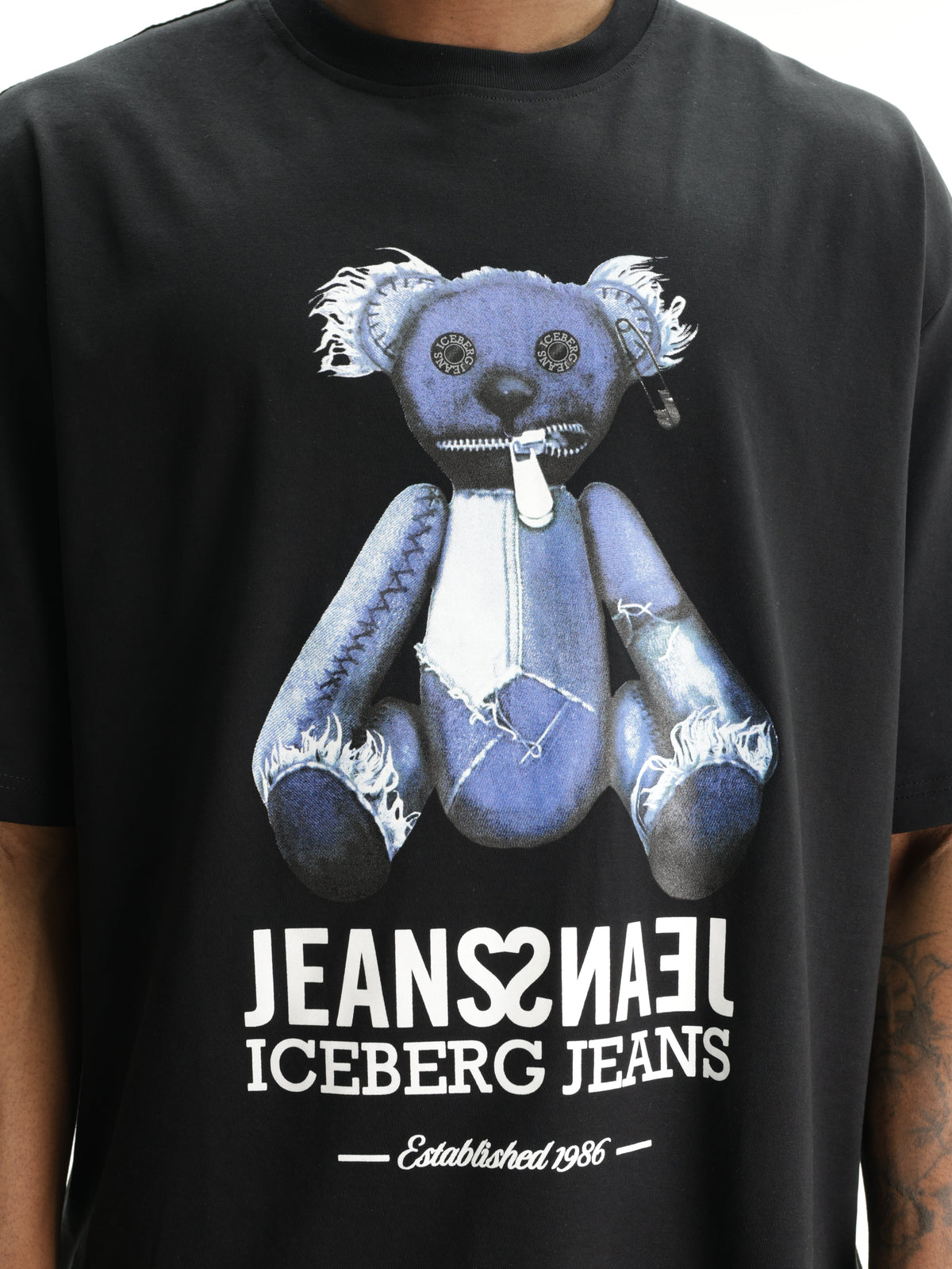 Iceberg Jeans T-Shirt Teddy Print Black