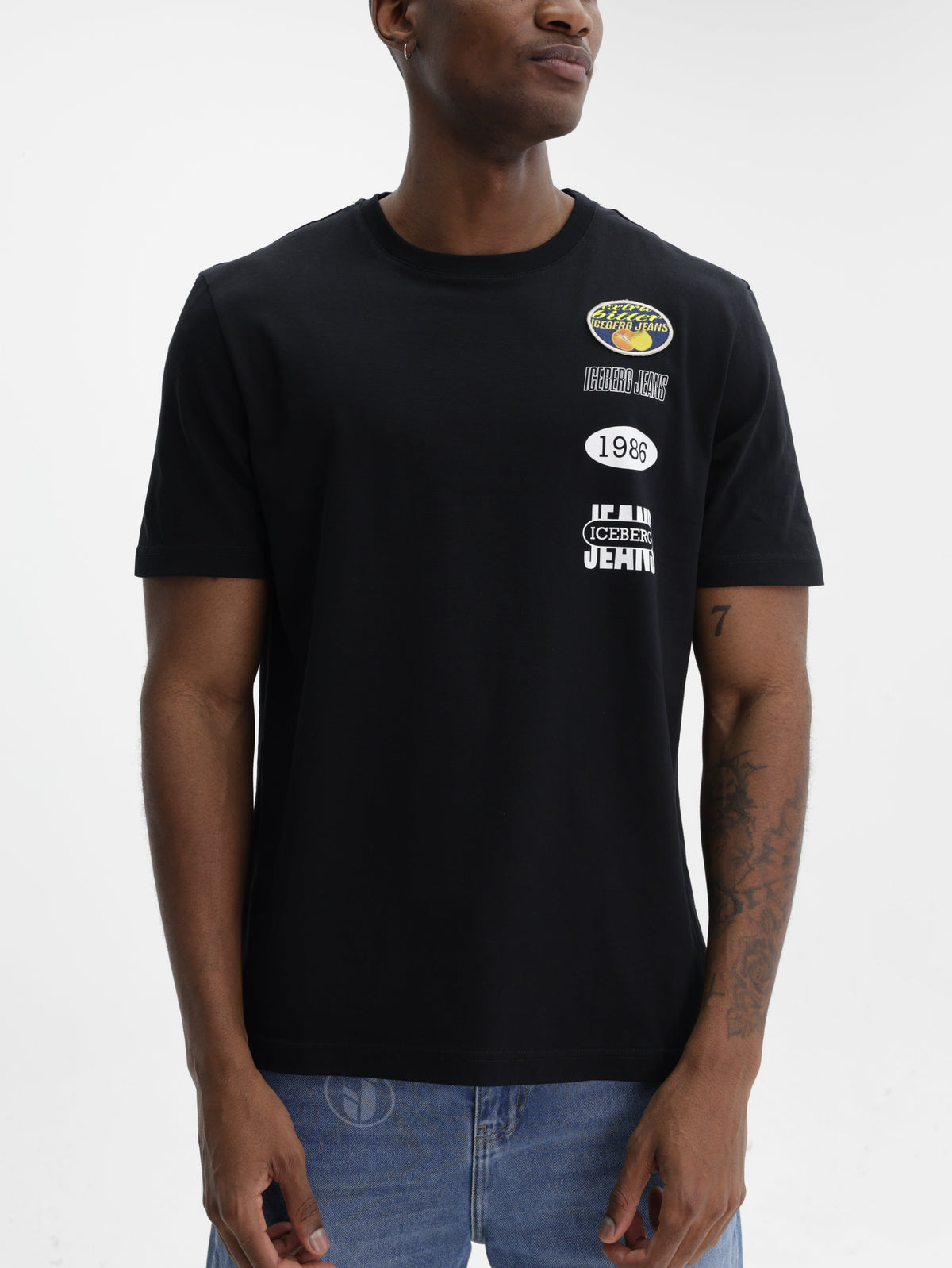 Iceberg Jeans T-Shirt 1986 Ibj Logo Print Black
