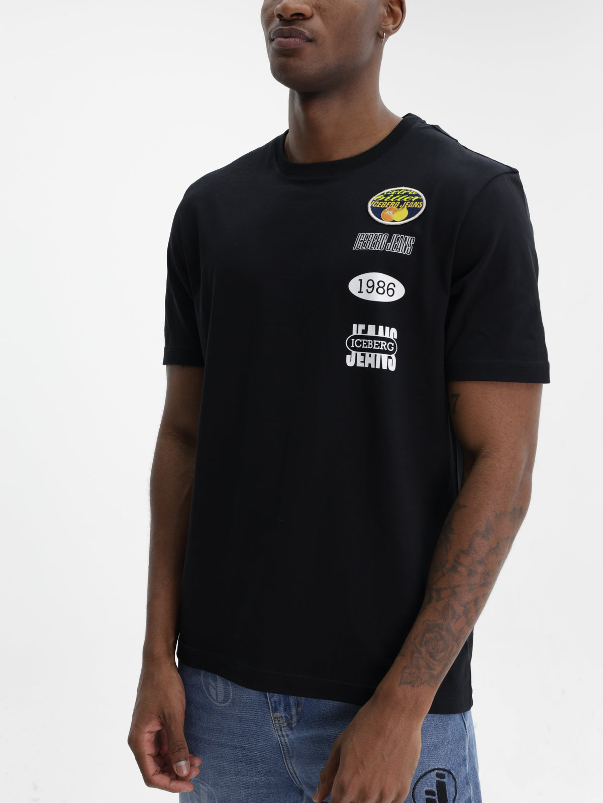 Iceberg Jeans T-Shirt 1986 Ibj Logo Print Black