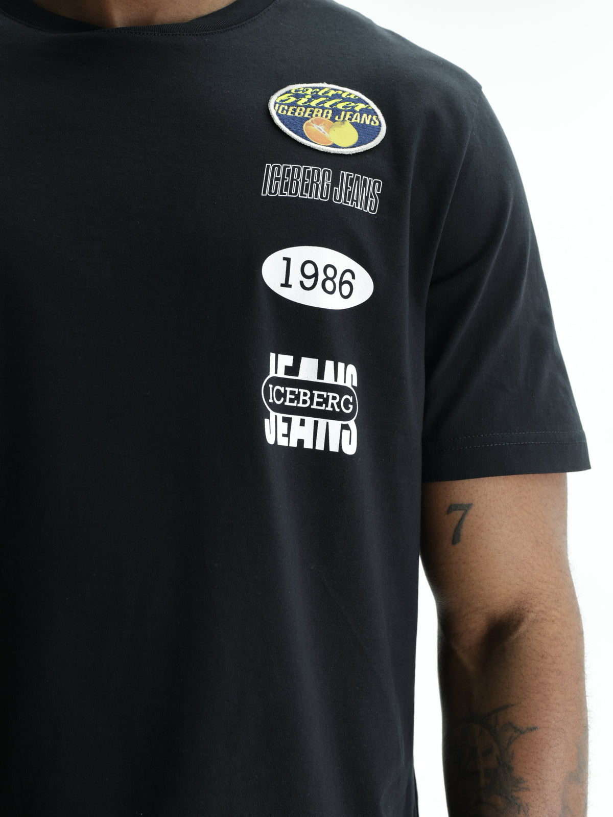Iceberg Jeans T-Shirt 1986 Ibj Logo Print Black