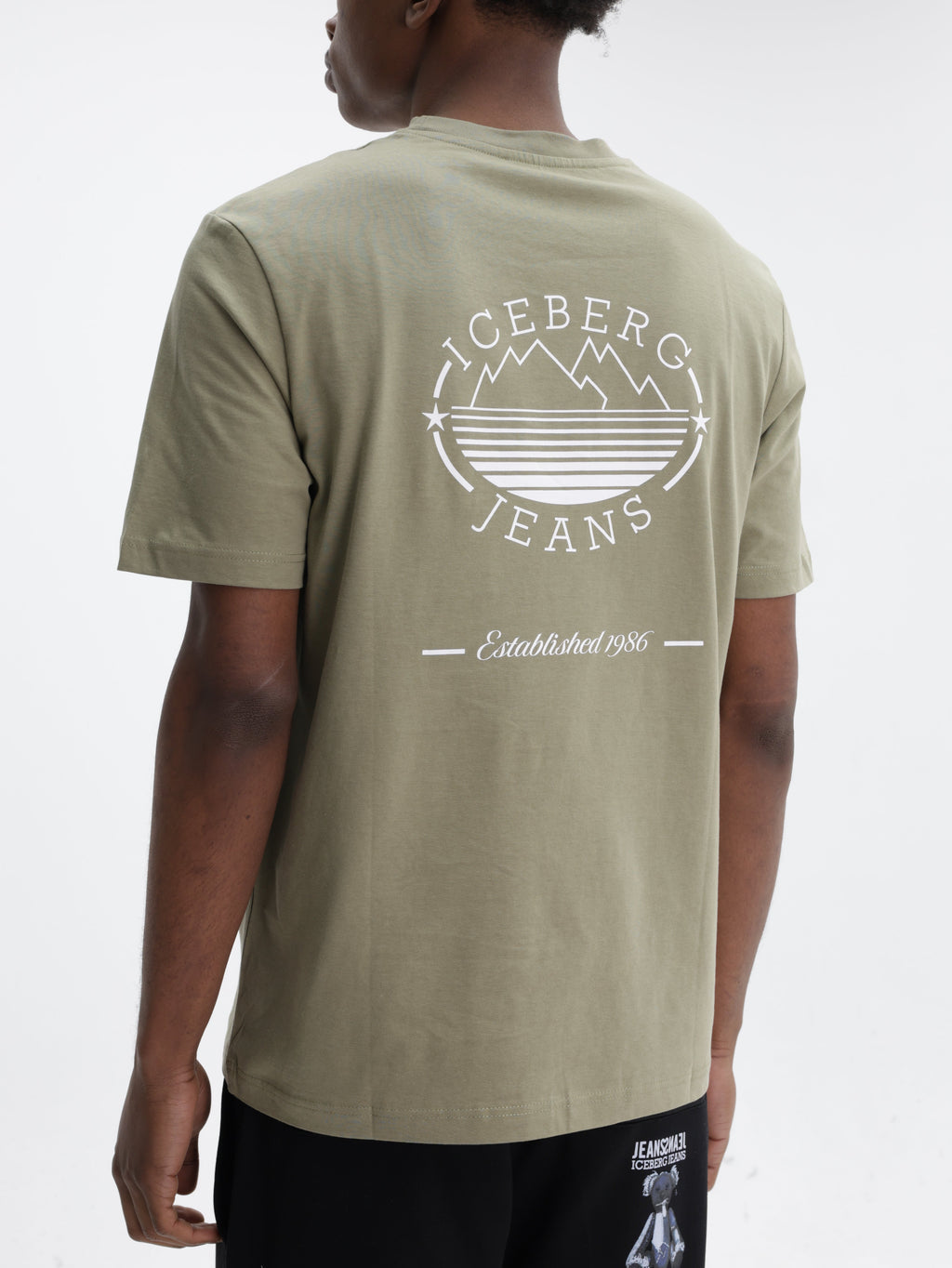 Iceberg Jeans T-Shirt Mountain Logo Print Sage