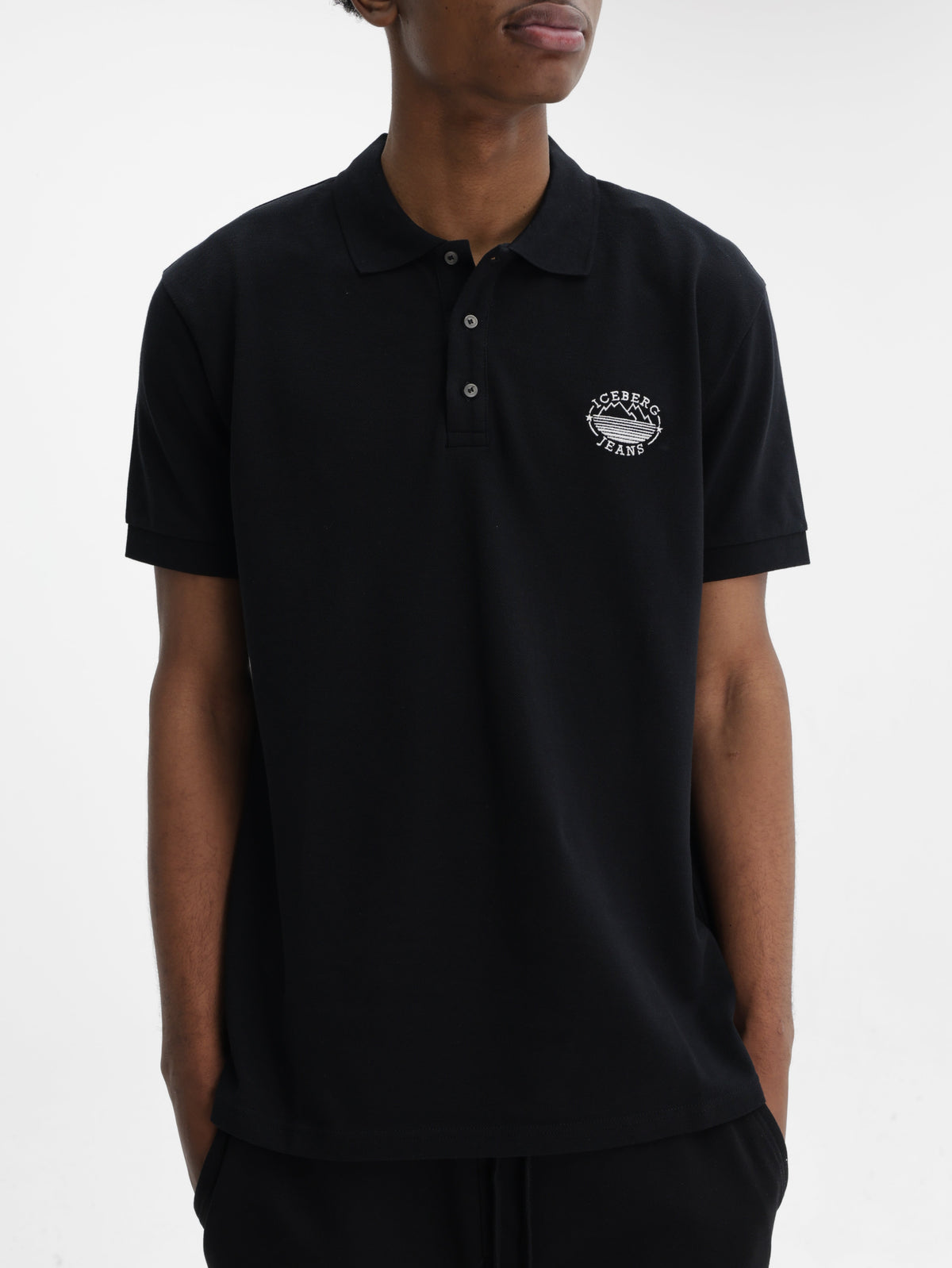 Iceberg Jeans T-Shirt Mountain Logo Print Black