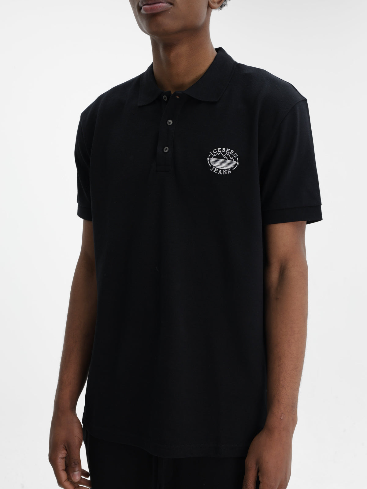 Iceberg Jeans T-Shirt Mountain Logo Print Black