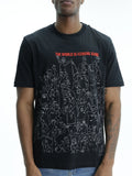 Iceberg Jeans T-Shirt People Ao Print  Black