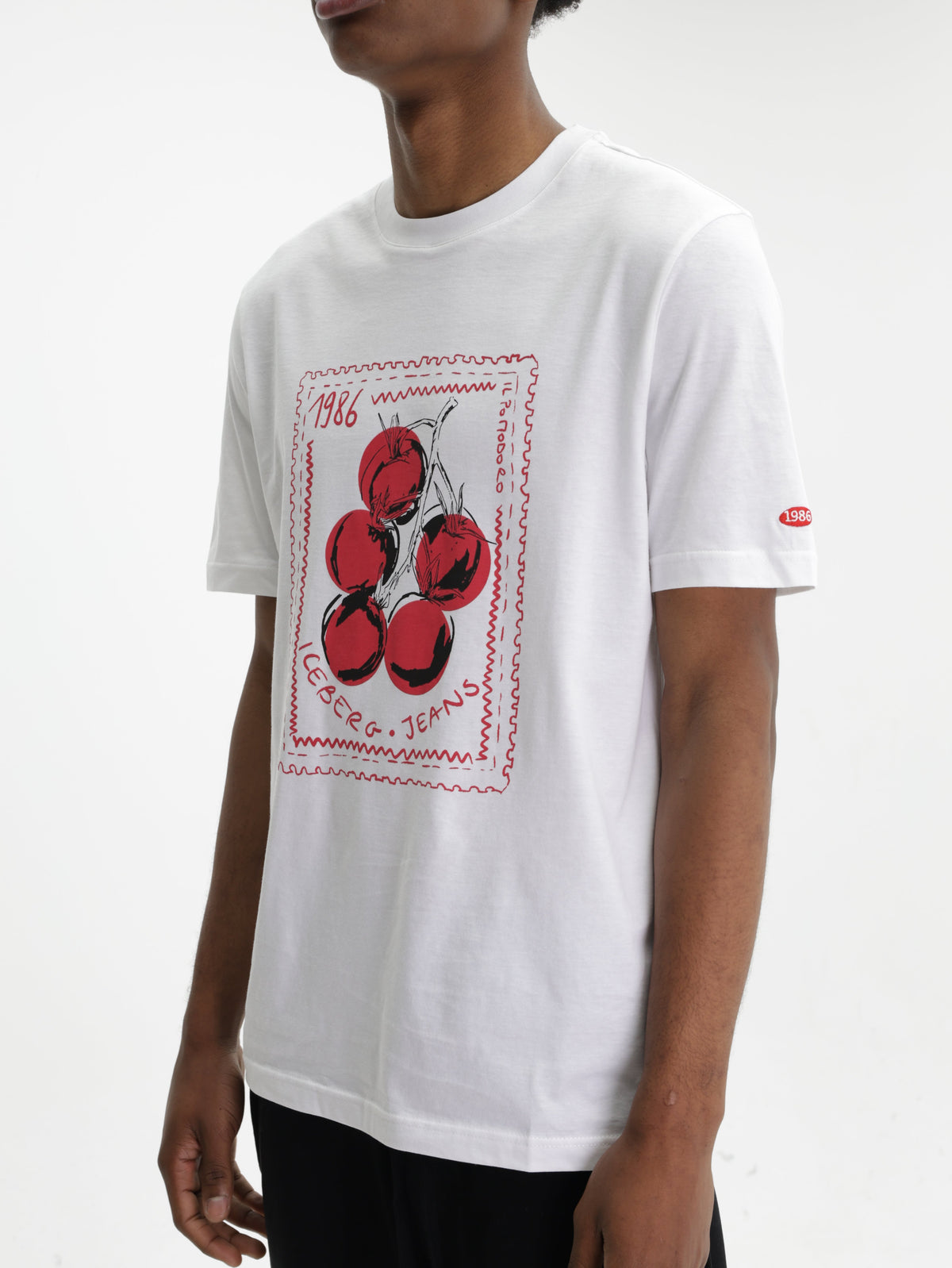 Iceberg Jeans T-Shirt Tomato 1986 Print White