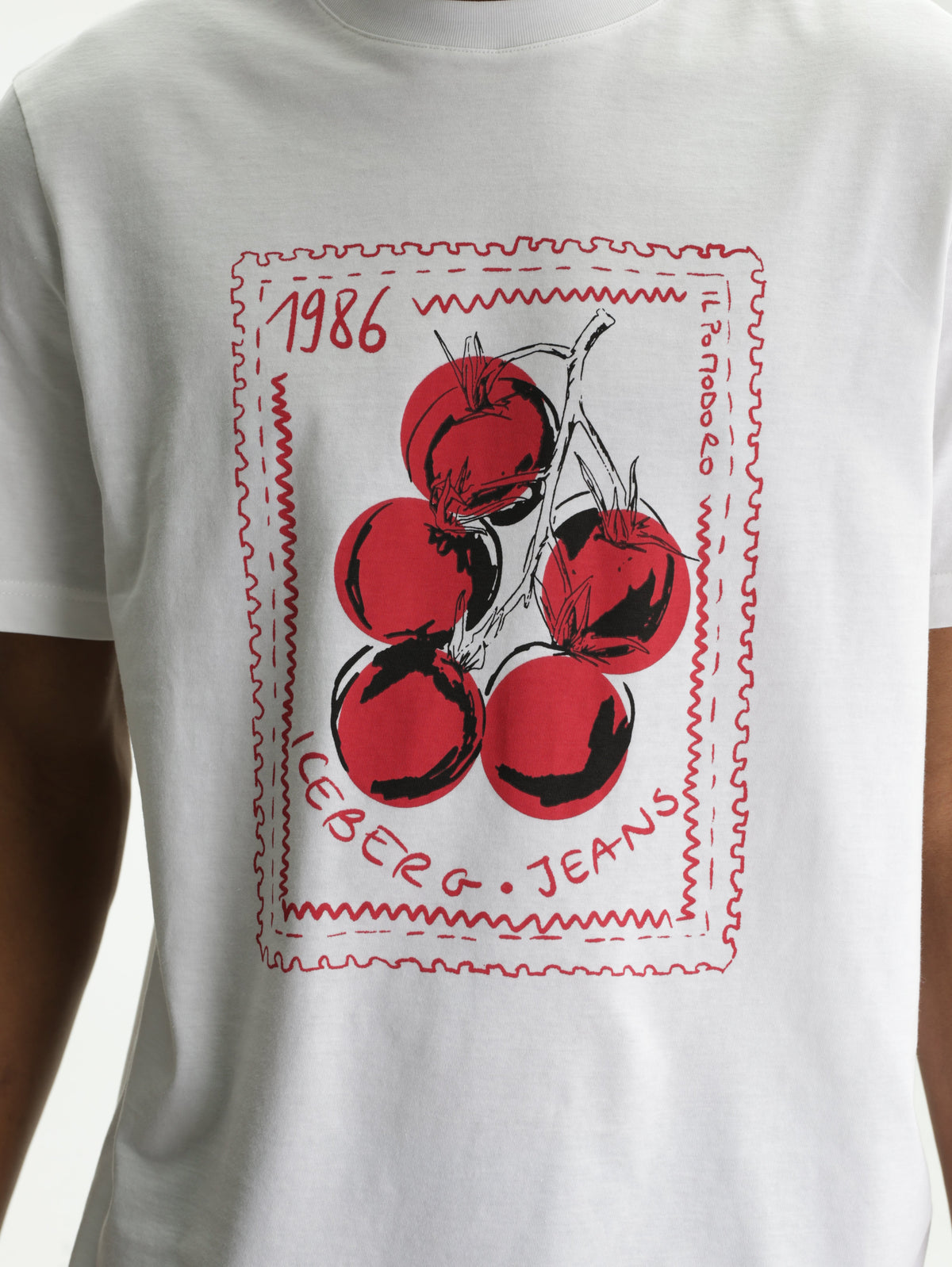 Iceberg Jeans T-Shirt Tomato 1986 Print White