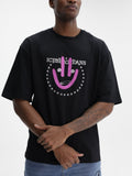 Iceberg Jeans T-Shirt Purple Smiley Print Black