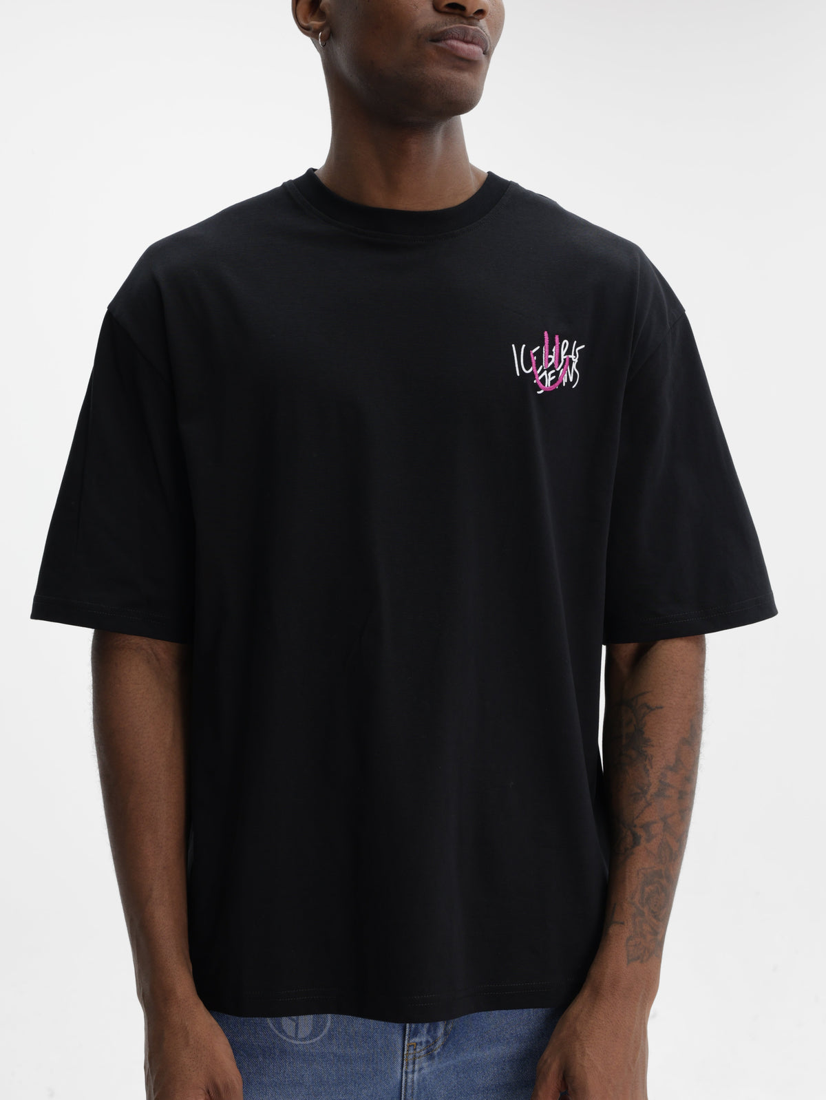 Iceberg Jeans T-Shirt Smiley Logo  Black