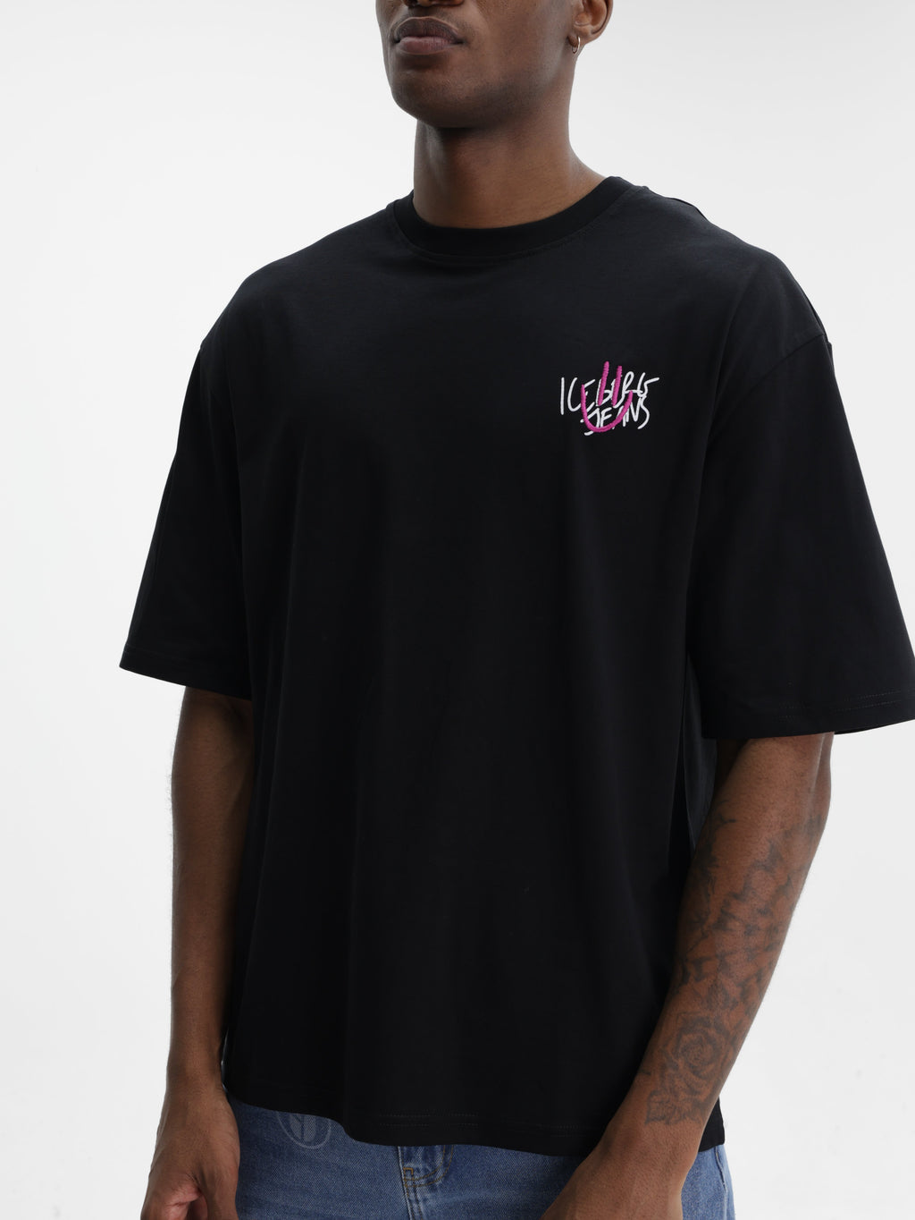 Iceberg Jeans T-Shirt Smiley Logo  Black