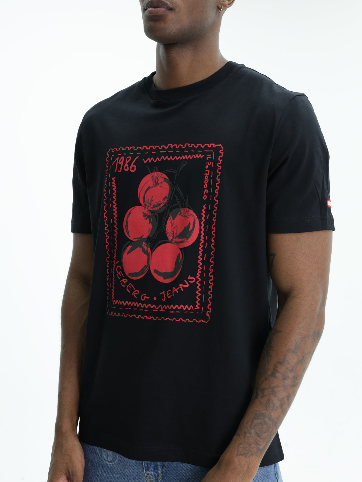 Iceberg Jeans T-Shirt Tomato 1986 Print Black