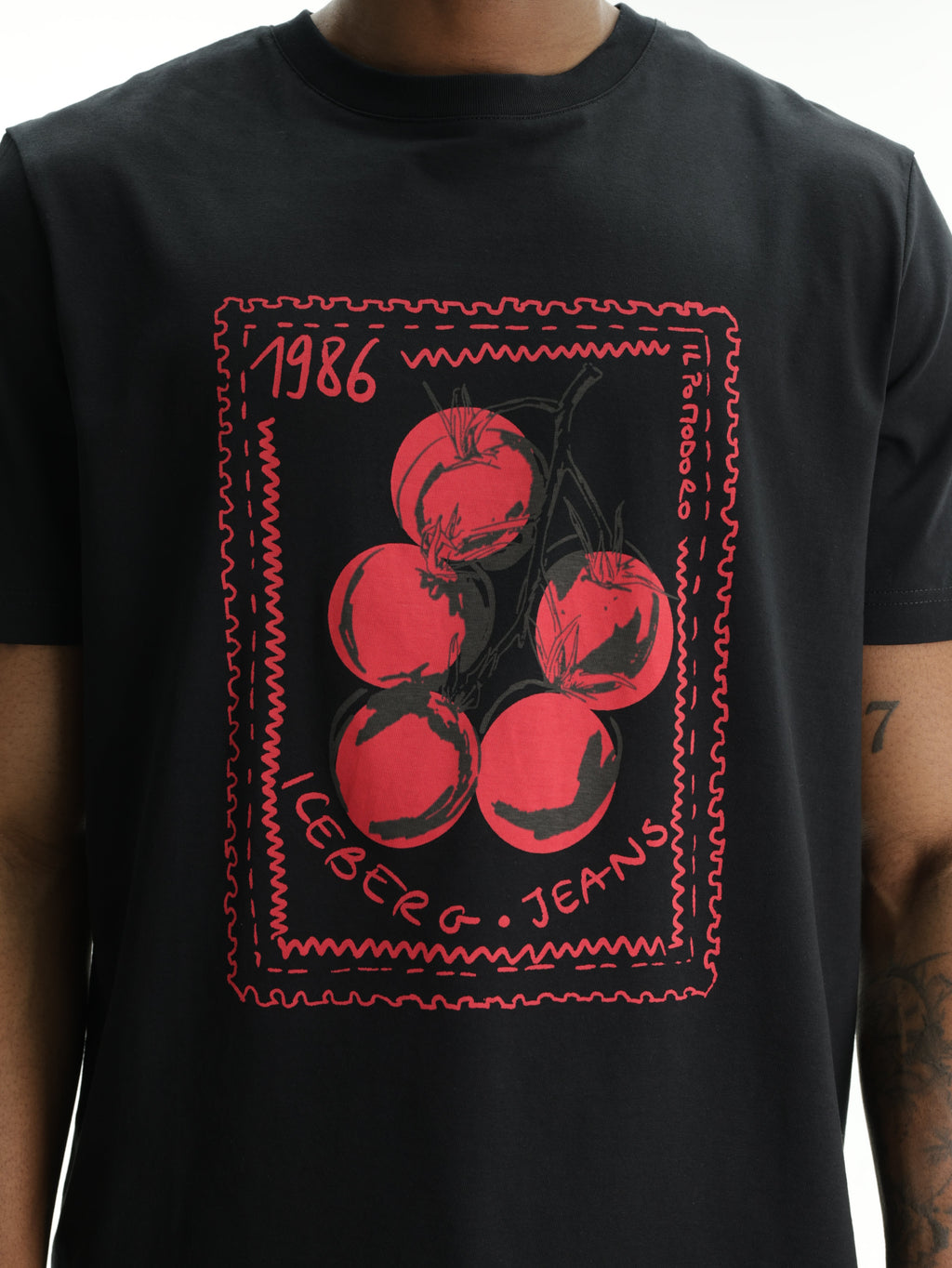 Iceberg Jeans T-Shirt Tomato 1986 Print Black