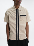 Iceberg Jeans Shirt Black Stripe Zip Cream