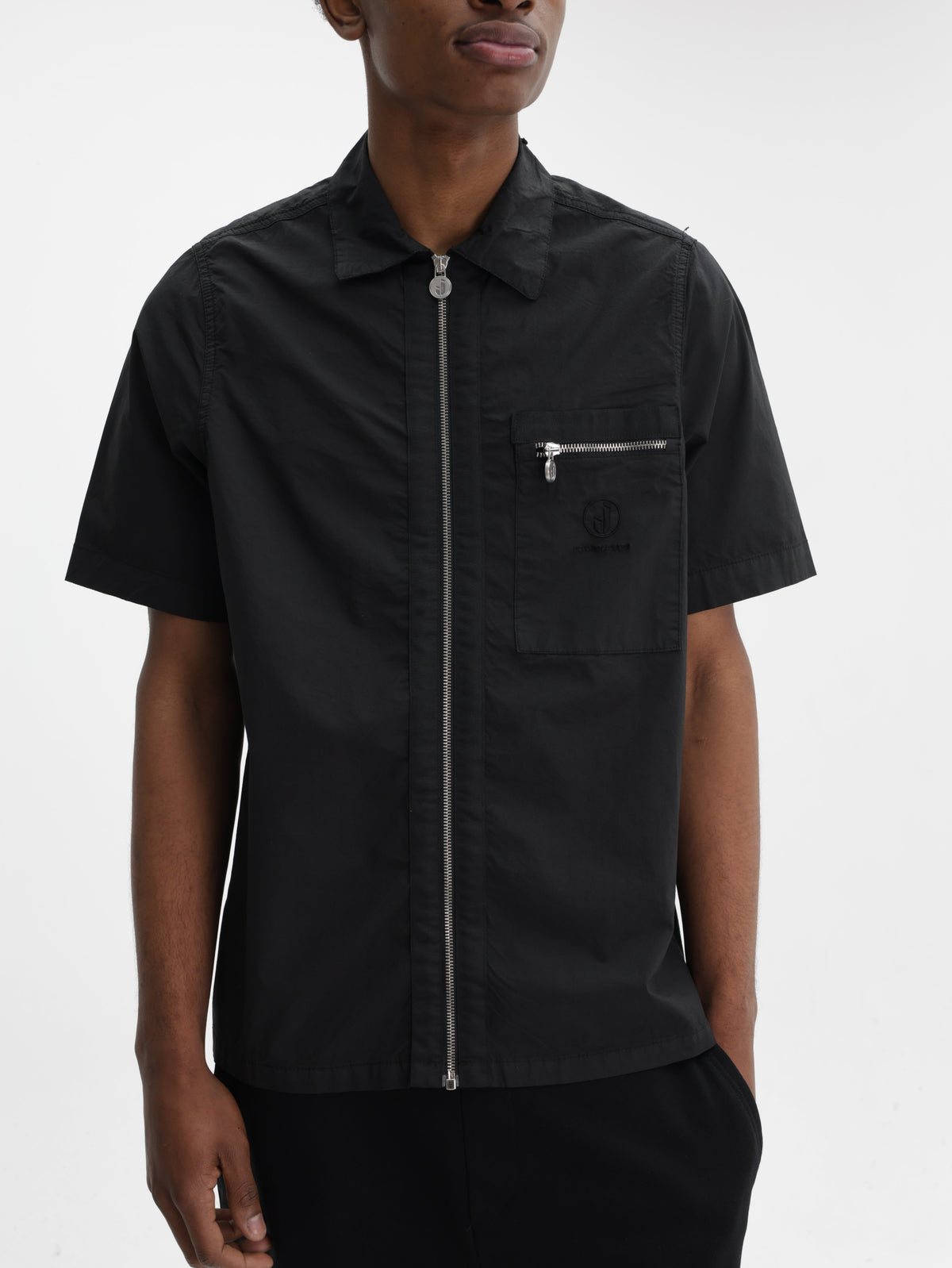 Iceberg Jeans Shirt Zip Collar  Black