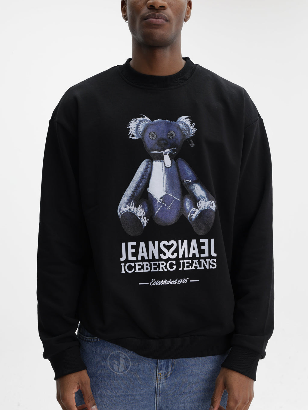 Iceberg Jeans Sweater Teddy Print Black