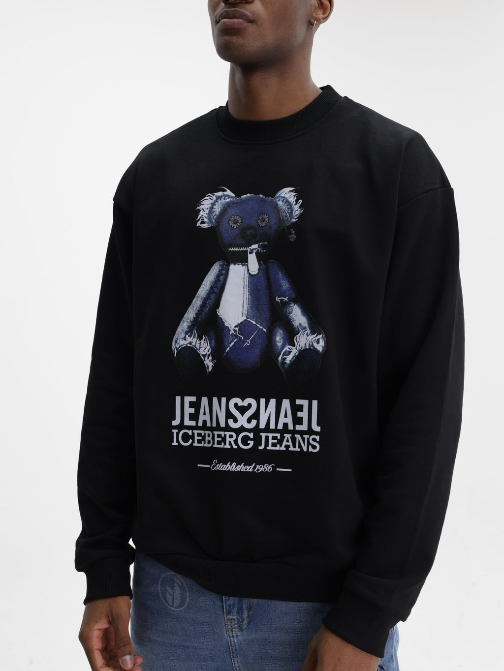 Iceberg Jeans Sweater Teddy Print Black