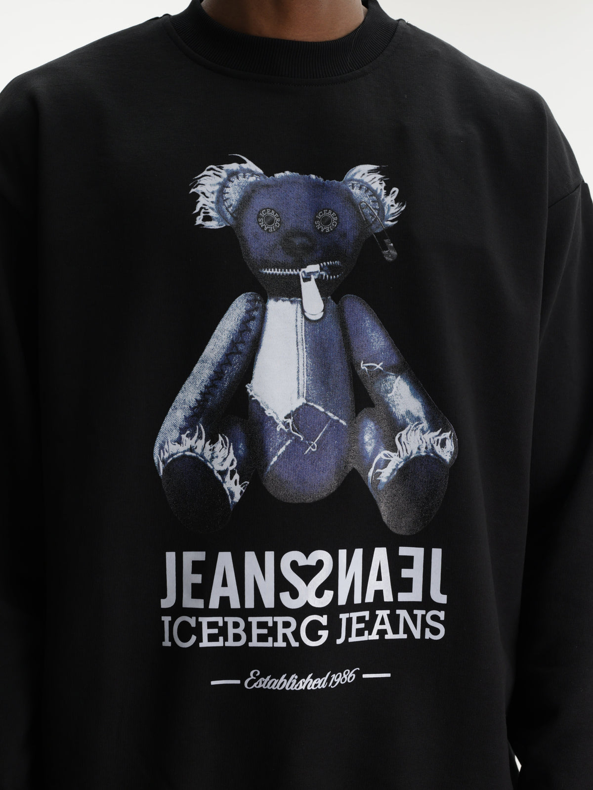 Iceberg Jeans Sweater Teddy Print Black