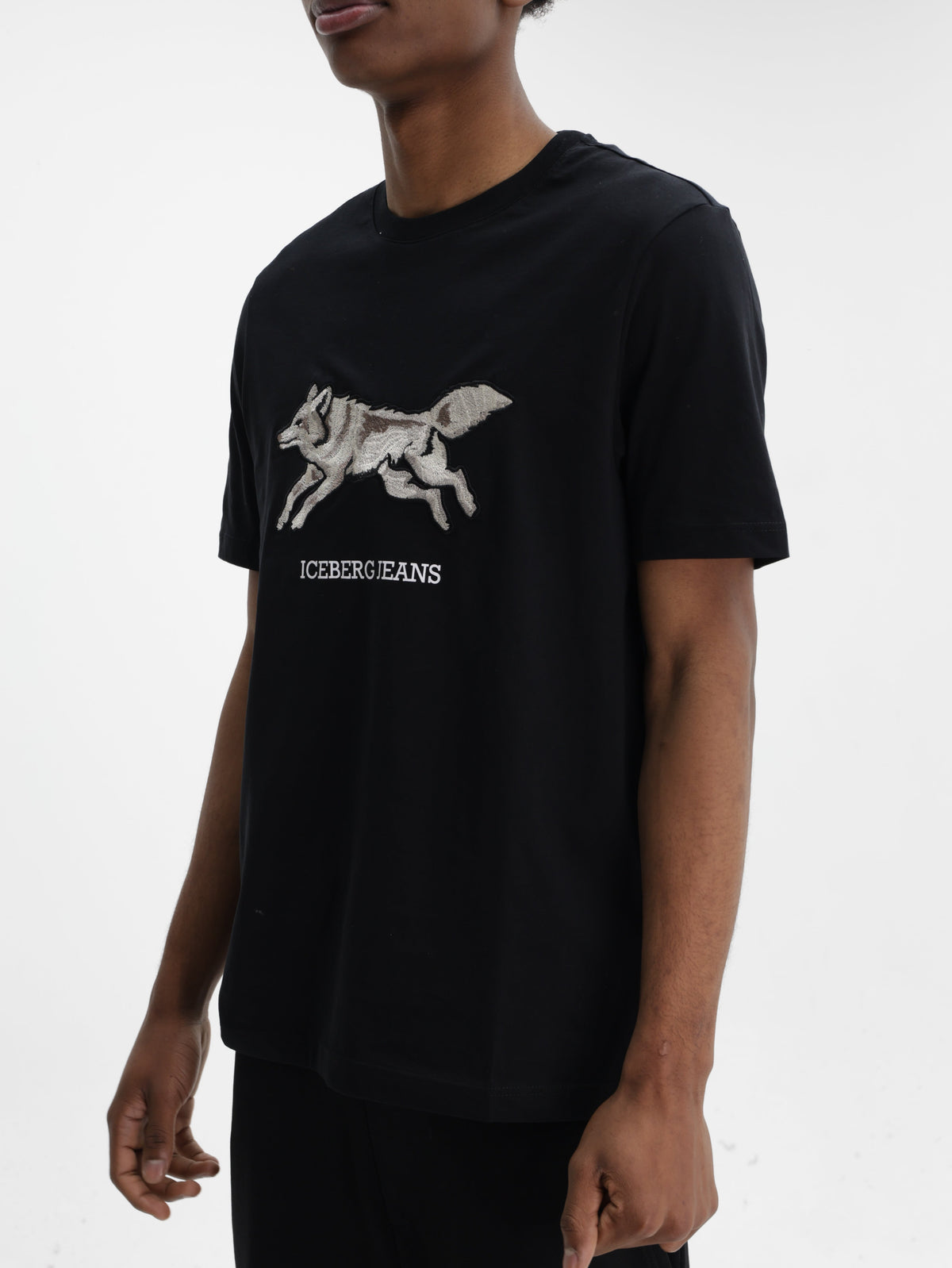 Iceberg Jeans T-Shirt Wolf Print Ibj  Black