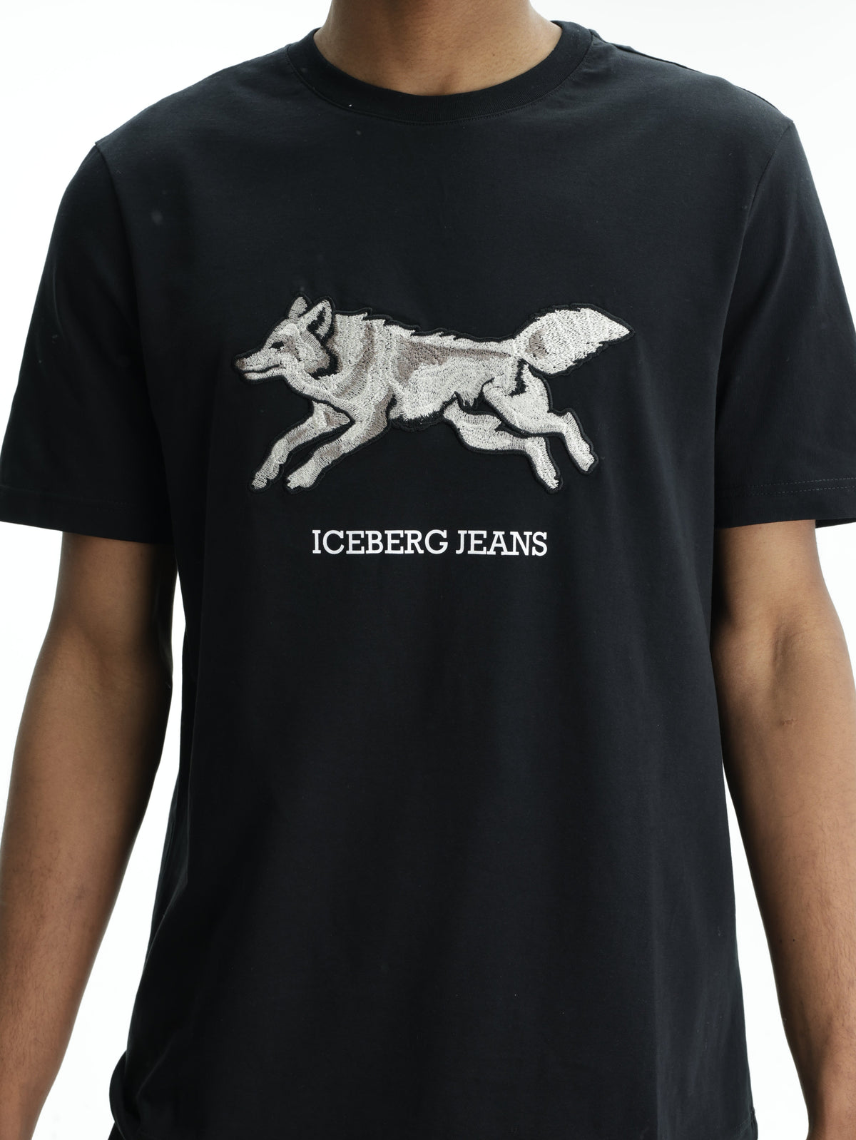 Iceberg Jeans T-Shirt Wolf Print Ibj  Black