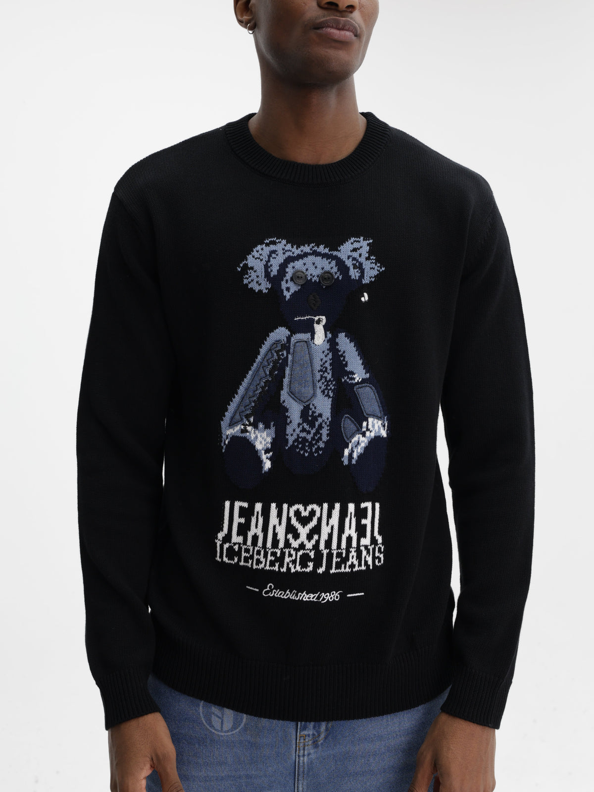 Iceberg Jeans Sweater Teddy Pirnt Black