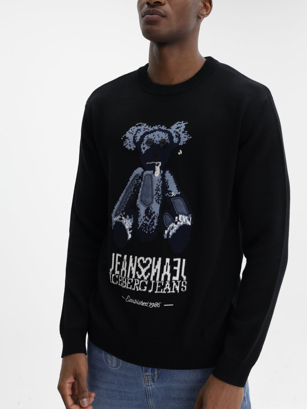 Iceberg Jeans Sweater Teddy Pirnt Black