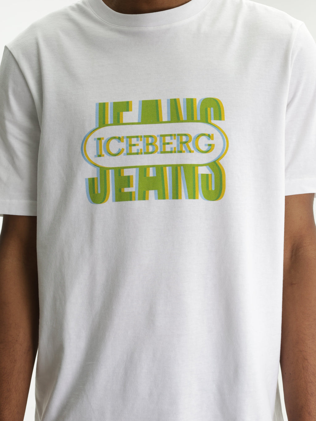 Iceberg Jeans T-Shirt Green Logo Print White