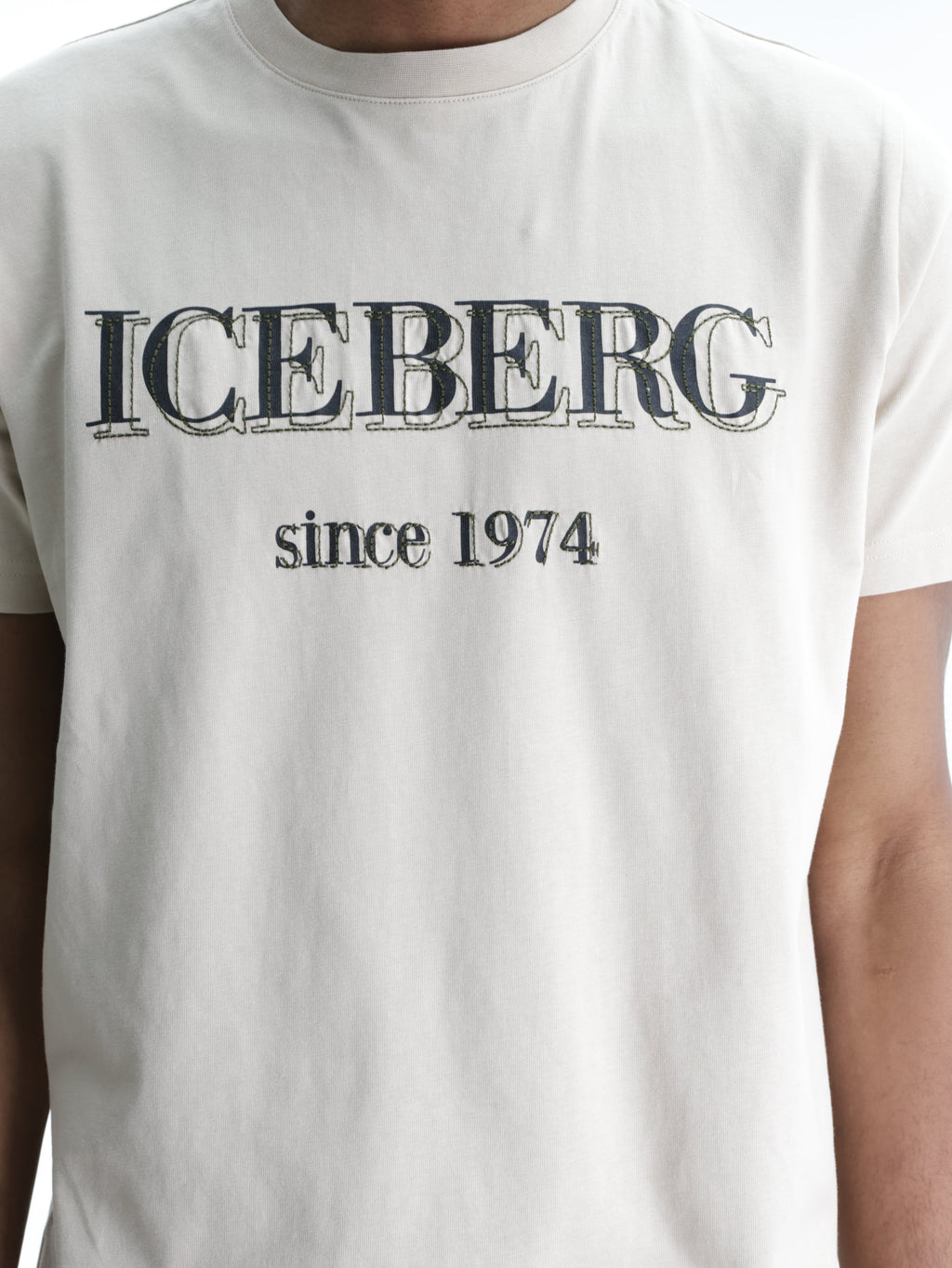 Iceberg T-Shirt Black Logo Print Crew Cream