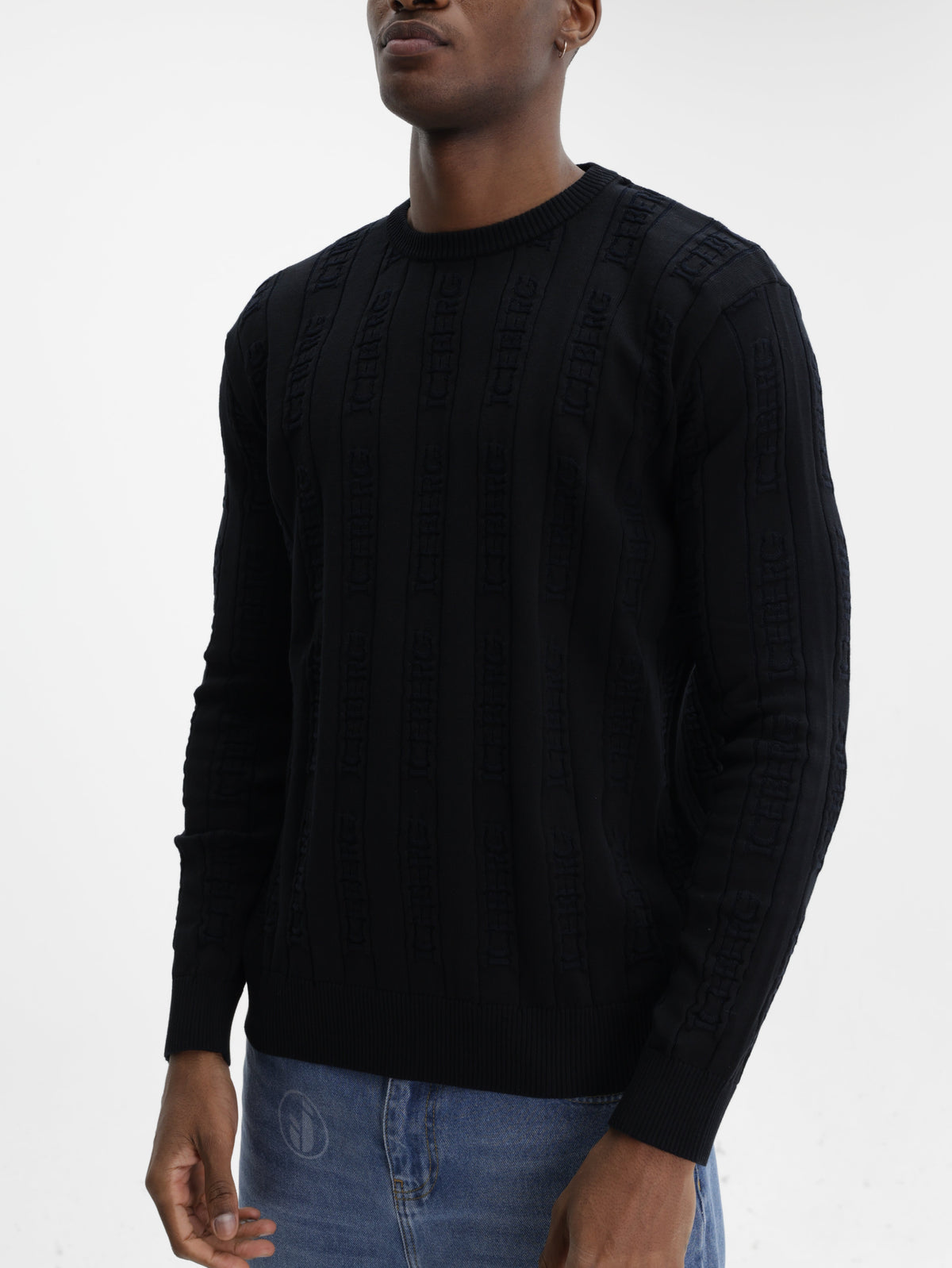 Iceberg Sweater All Over Print Crew Black