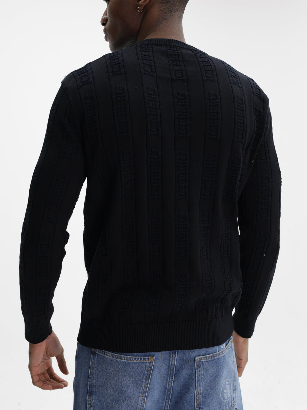Iceberg Sweater All Over Print Crew Black
