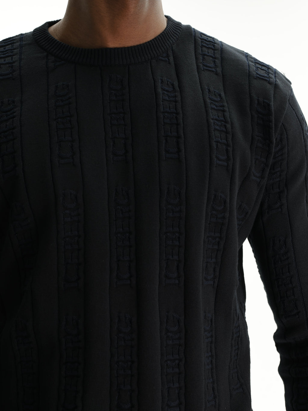 Iceberg Sweater All Over Print Crew Black